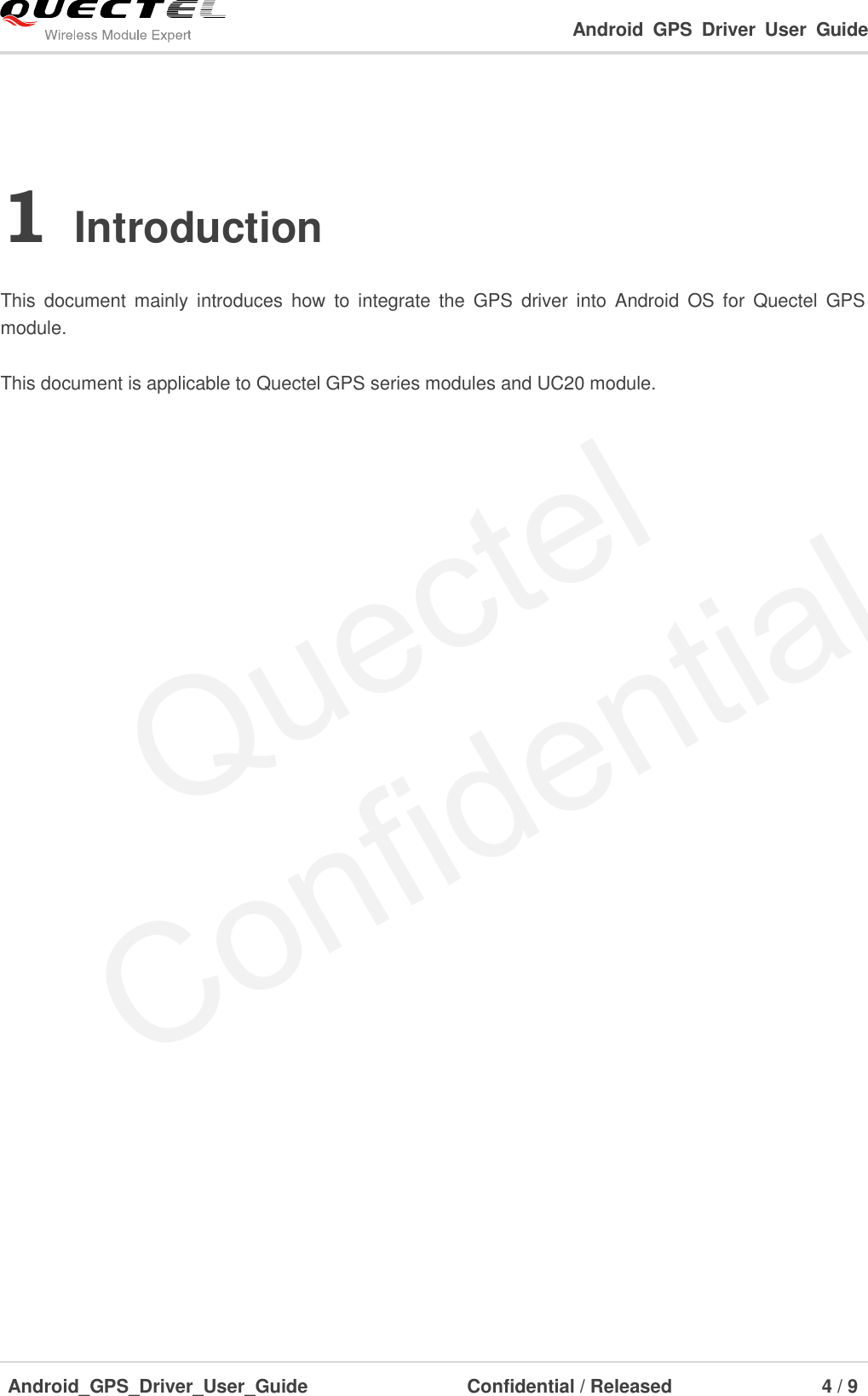 Page 5 of 10 - Quectel Android GPS Driver User Guide V1.1