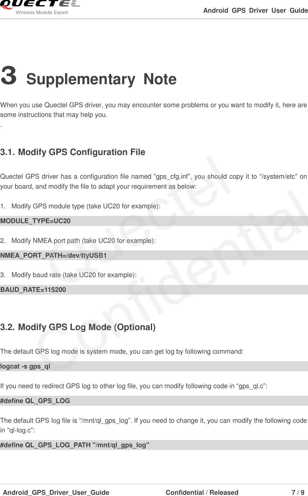 Page 8 of 10 - Quectel Android GPS Driver User Guide V1.1