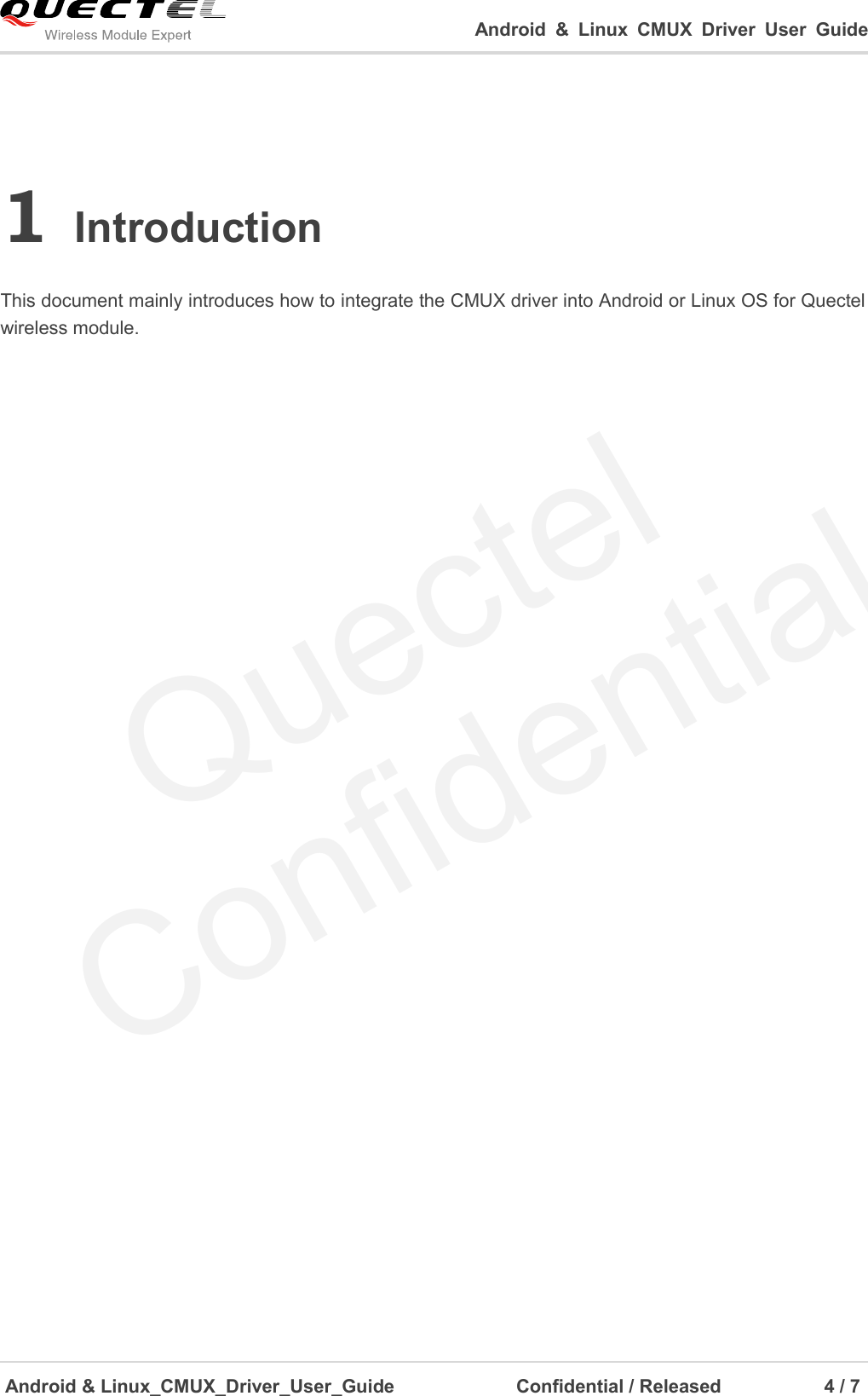 Page 5 of 8 - Quectel Android Linux CMUX Driver User Guide V1.0