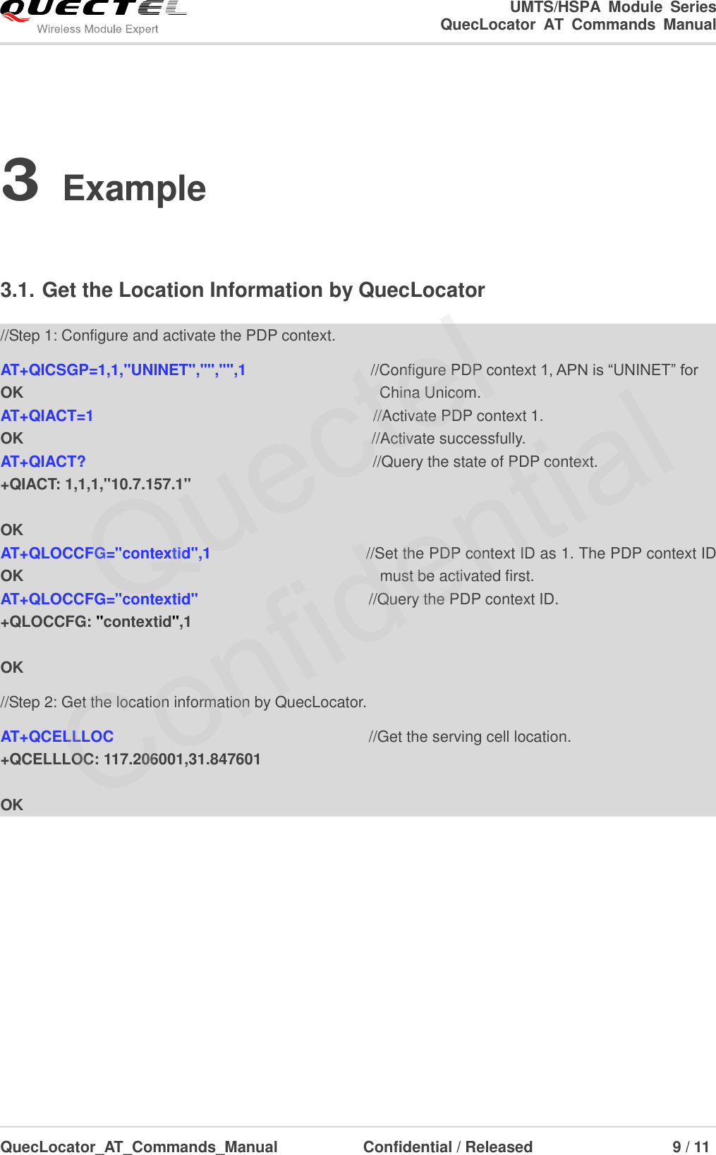 Page 10 of 12 - Quectel Quec Locator AT Commands Manual V1.0