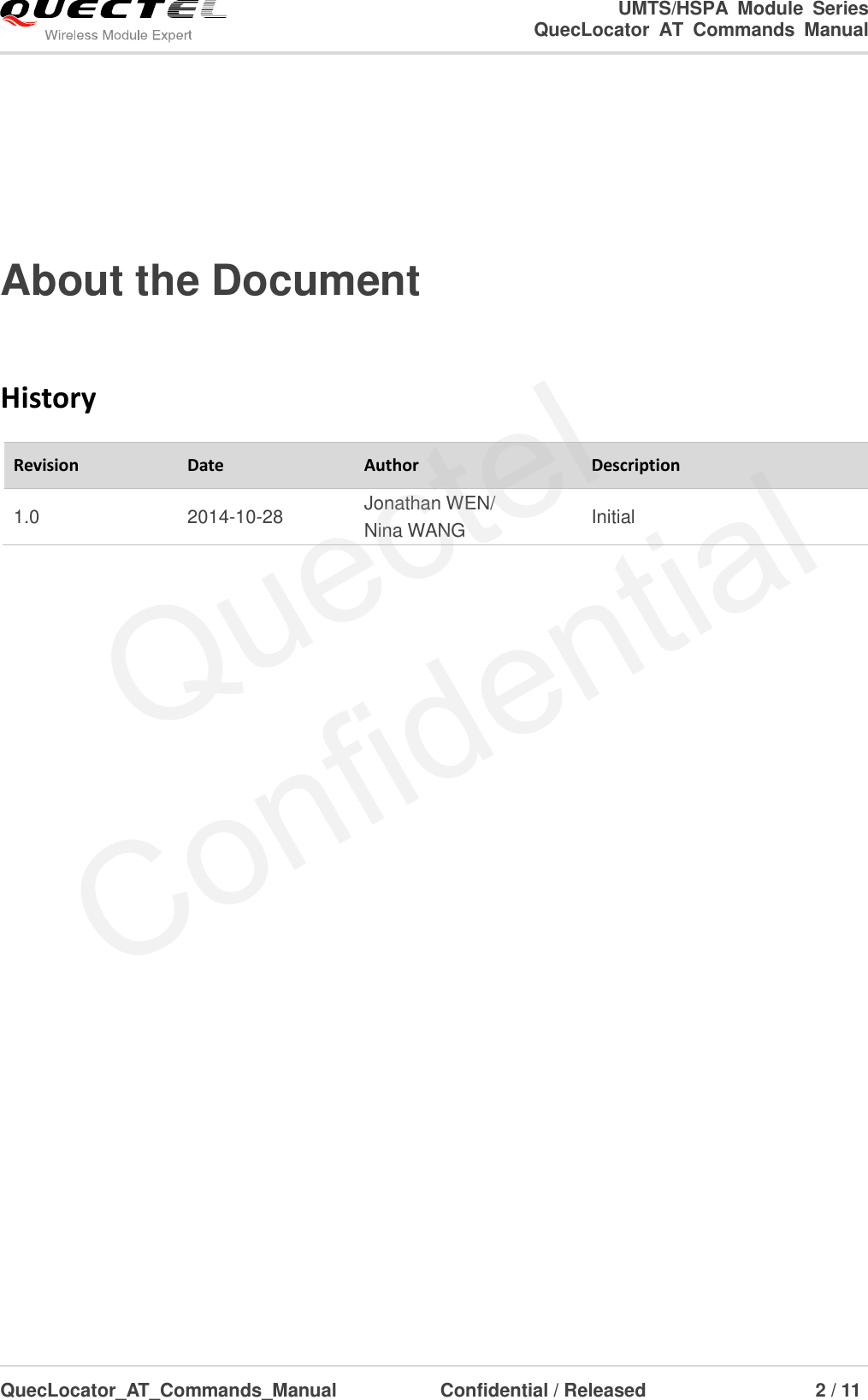 Page 3 of 12 - Quectel Quec Locator AT Commands Manual V1.0