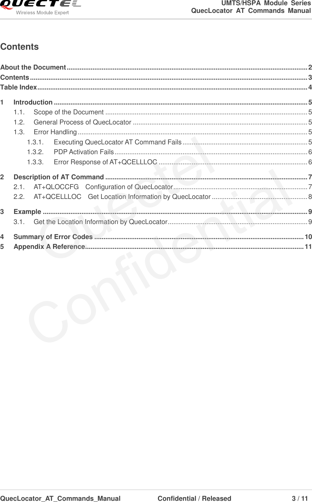 Page 4 of 12 - Quectel Quec Locator AT Commands Manual V1.0