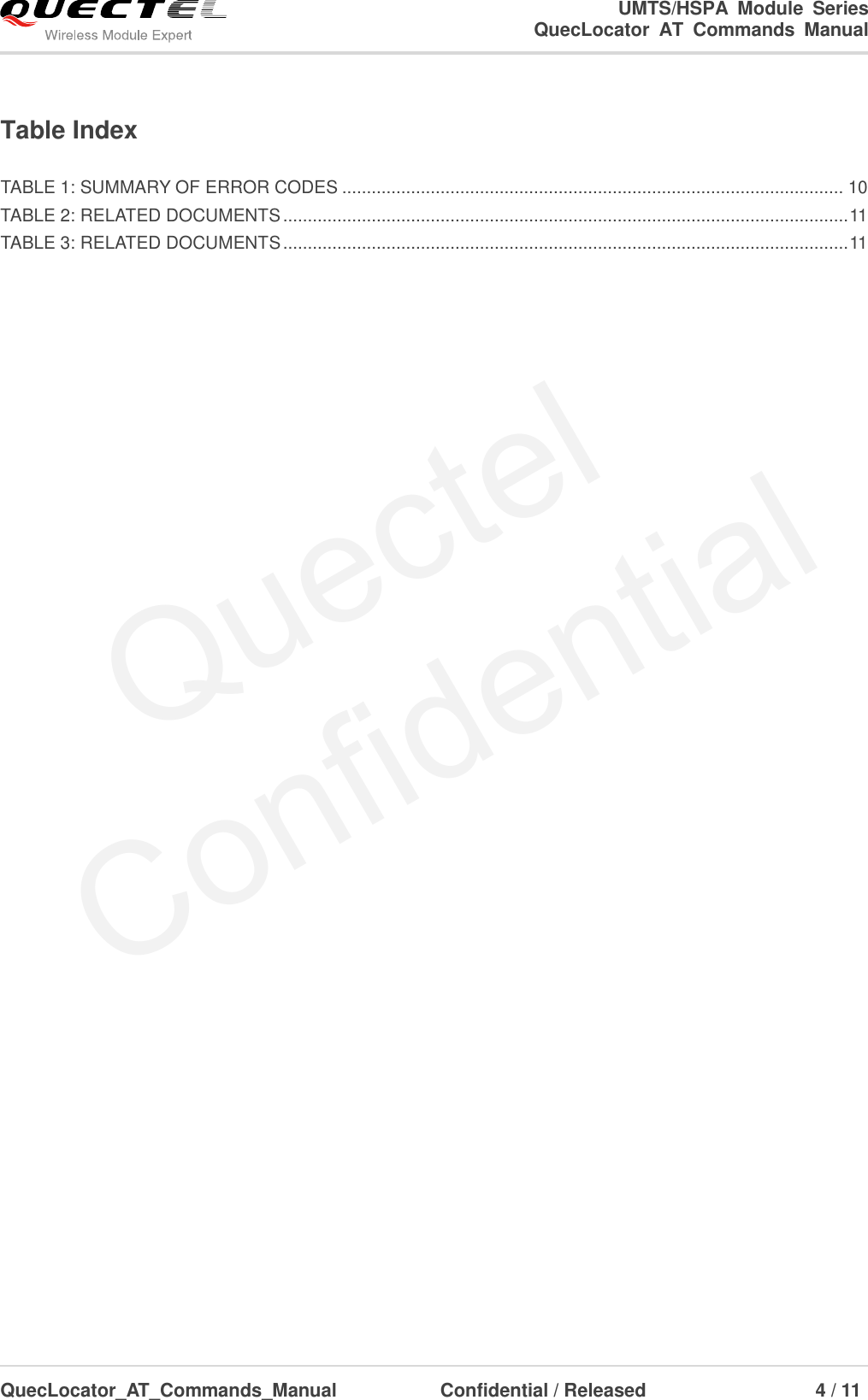 Page 5 of 12 - Quectel Quec Locator AT Commands Manual V1.0
