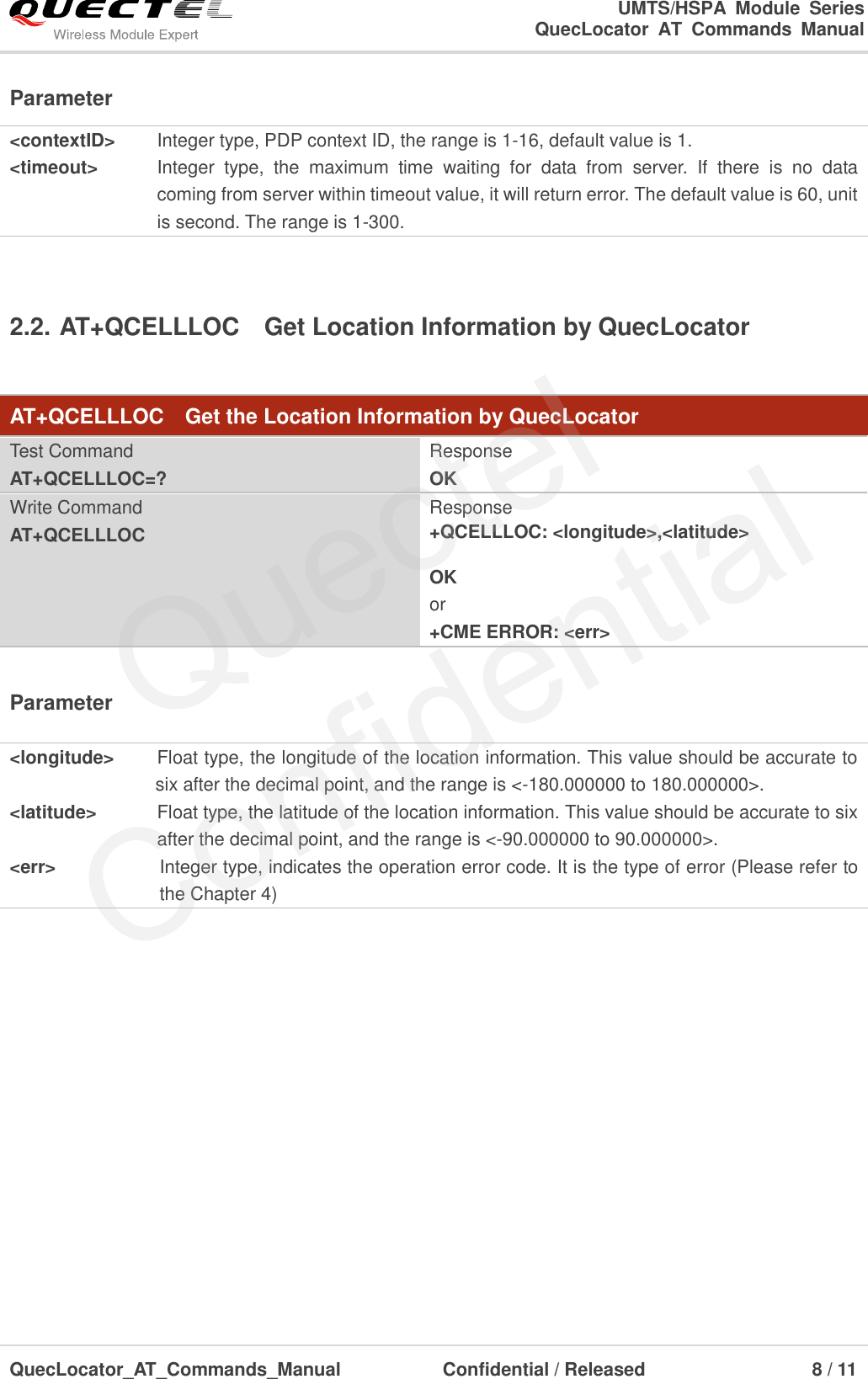 Page 9 of 12 - Quectel Quec Locator AT Commands Manual V1.0