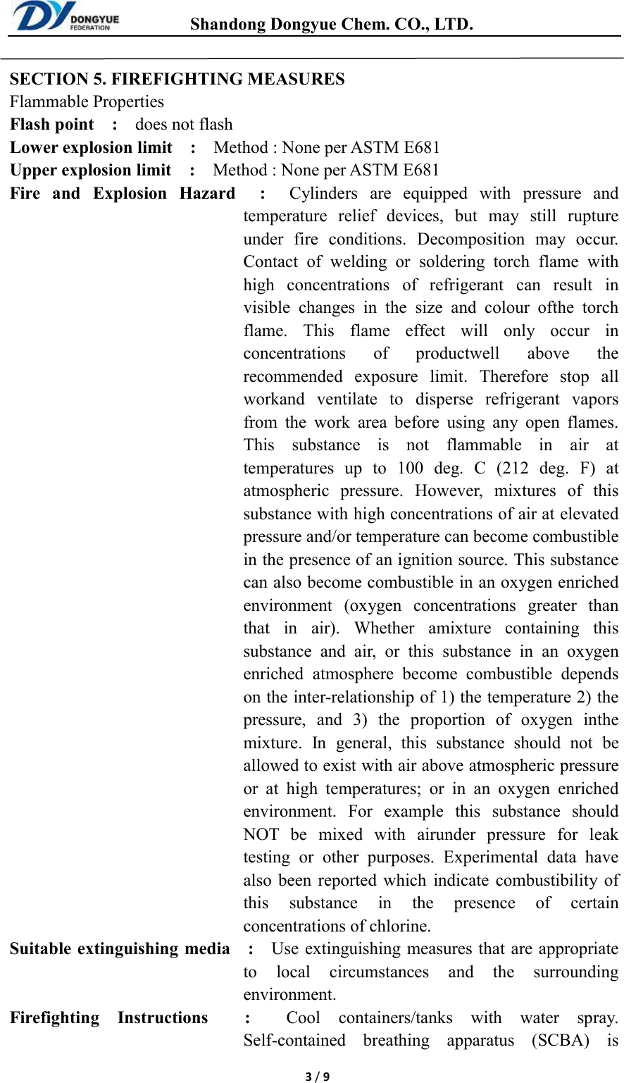 Page 3 of 9 - R410A MSDS