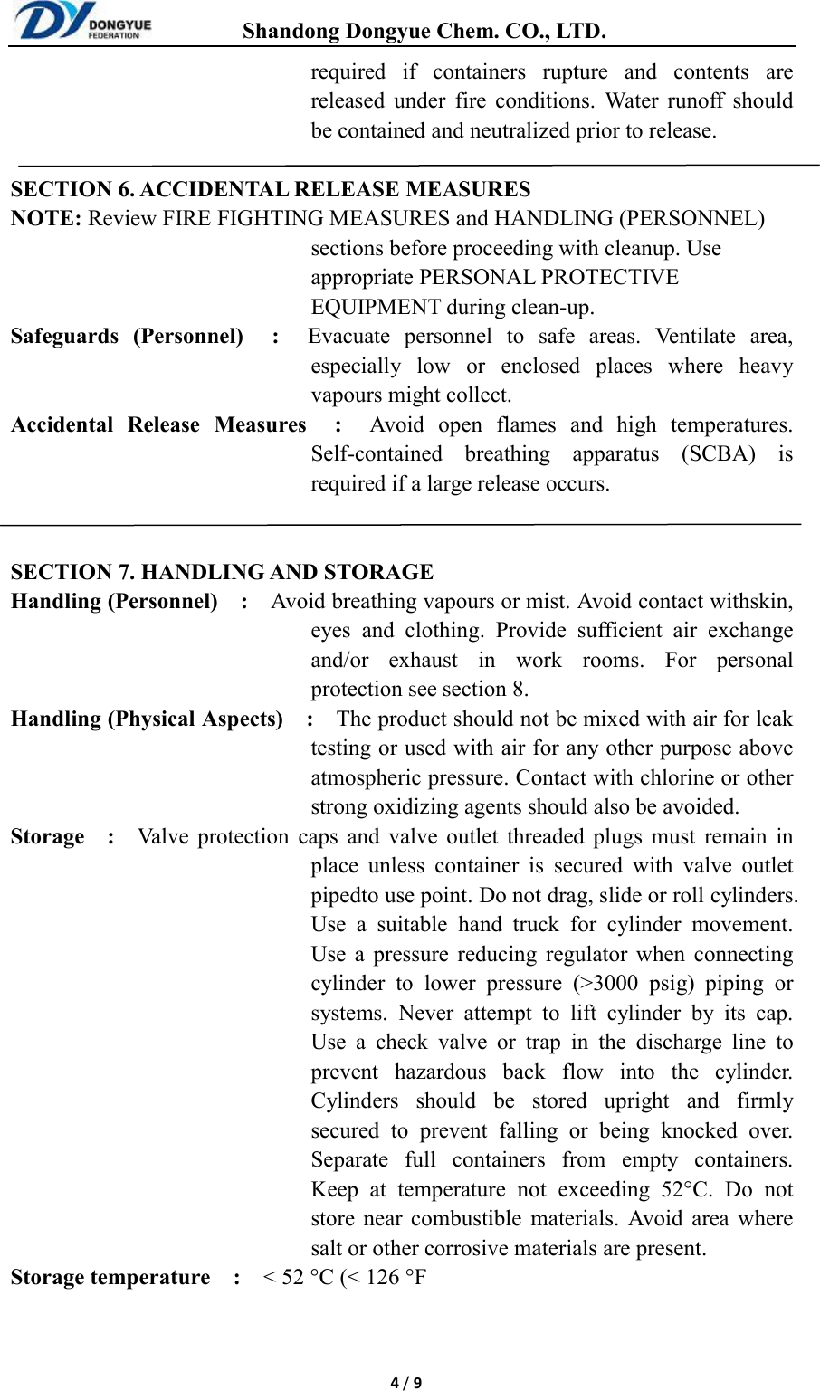 Page 4 of 9 - R410A MSDS