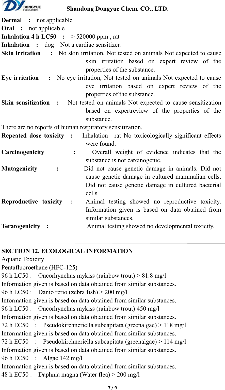 Page 7 of 9 - R410A MSDS