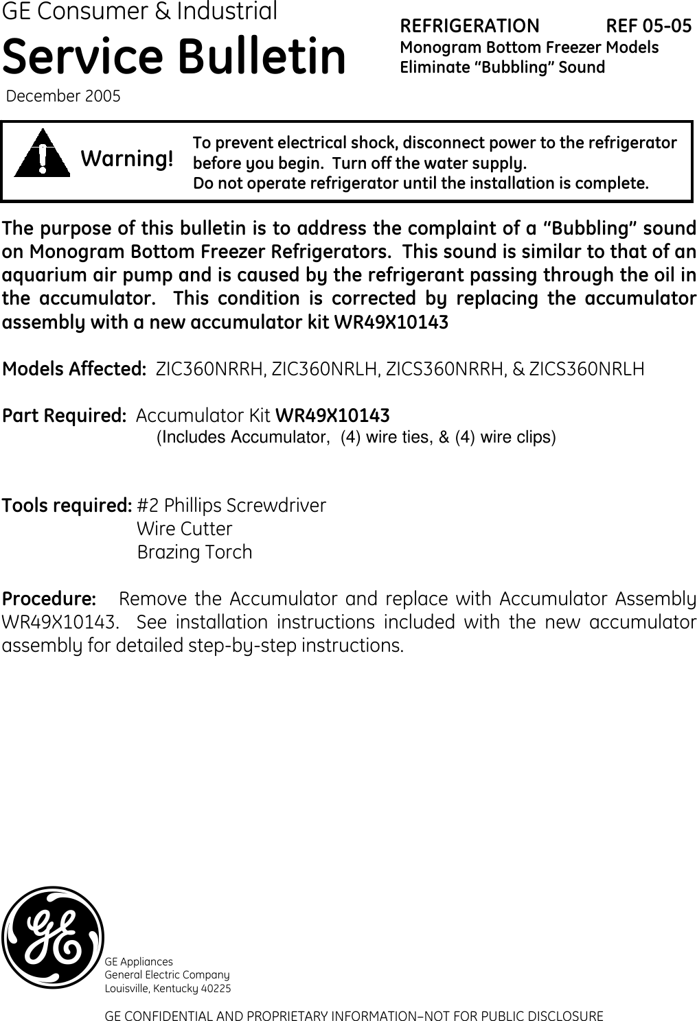 Page 1 of 1 - Bubbling Sound Service Bulletin REF05-05 Eliminate