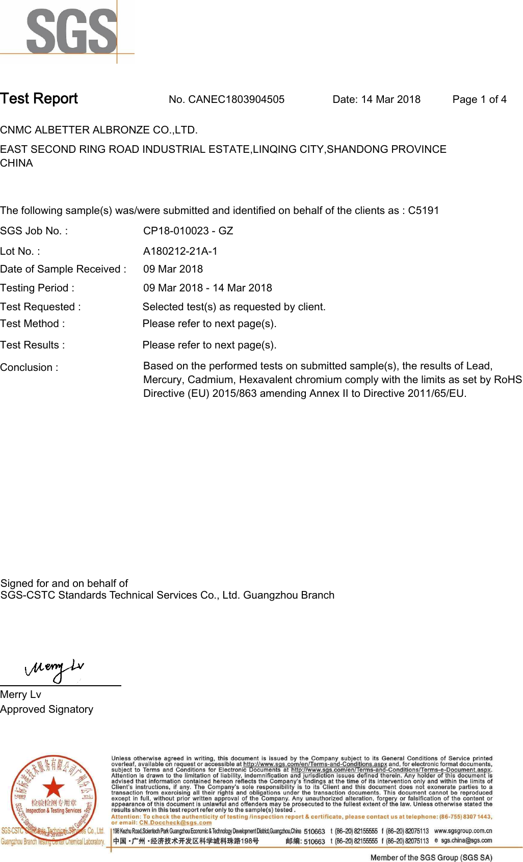 Page 1 of 4 - CTS_EE_General_V2012_CC  Ro HS Ing Report Copper