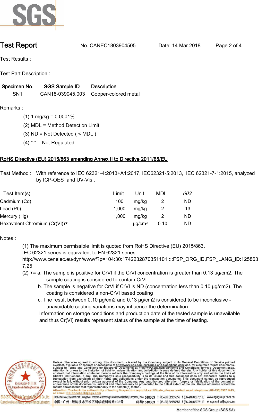 Page 2 of 4 - CTS_EE_General_V2012_CC  Ro HS Ing Report Copper