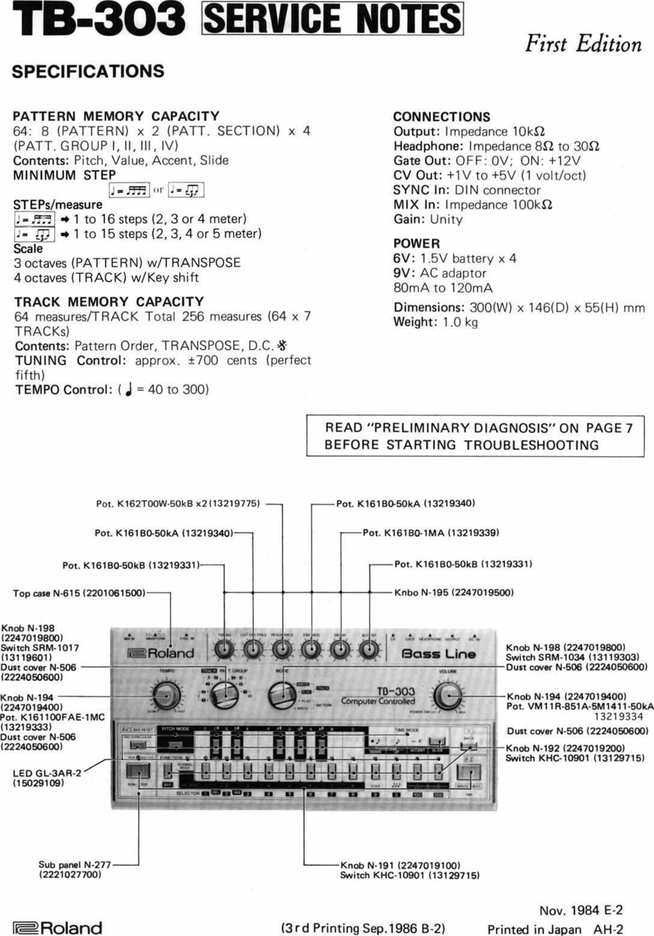 Page 1 of 3 - Roland TB-303 Service Notes