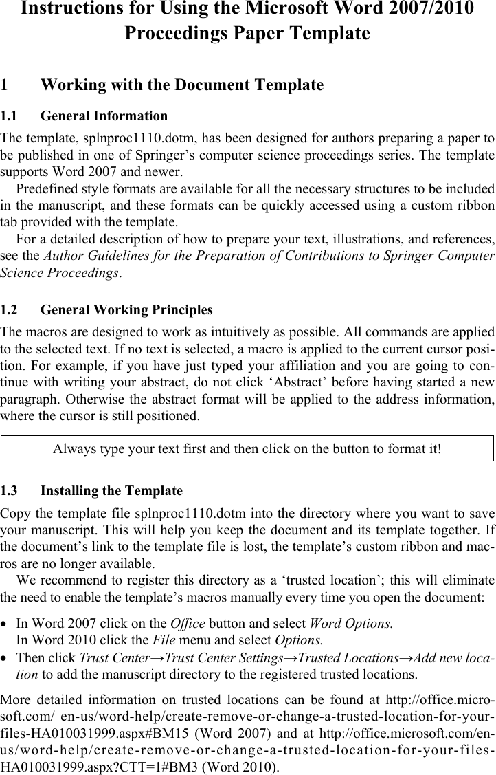 Page 1 of 8 - SPLNPROC Word 2007-2010 Technical Instructions
