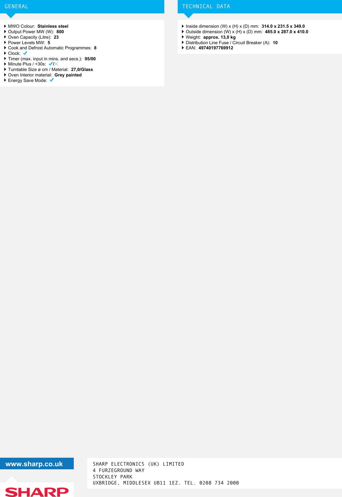 Page 2 of 2 - Shr28Stm R-28STM - R28STM Microwave Household MWO Sharp Electronics User Manual
