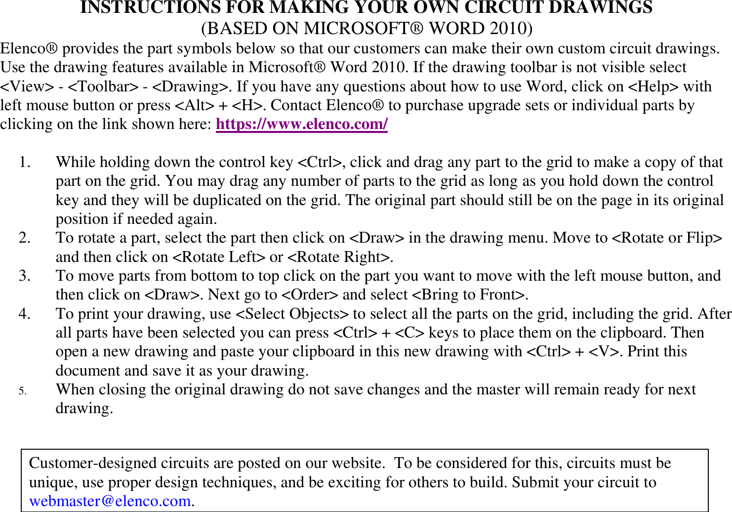Page 1 of 4 - INSTRUCTIONS FOR MAKING YOUR OWN CIRCUIT DRAWINGS Snap Designer