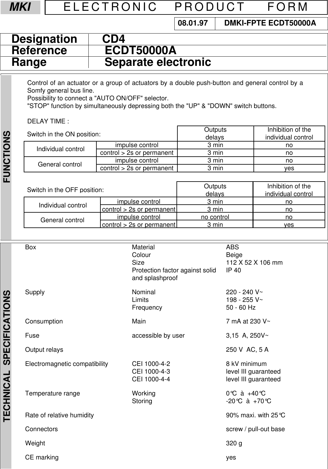 Page 1 of 2 - Somfy-Cd4 D3 User Manual