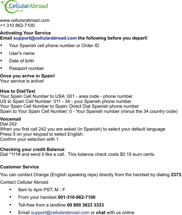 Page 1 of 3 - SpainStandardRentalUserGuide.pages Spain Standard Rental User Guide