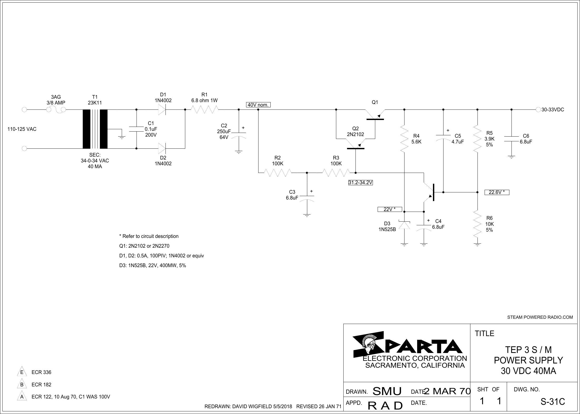 Page 1 of 1 - Sparta Electronics TEP 3S-M Power Supply Schematic 3S M