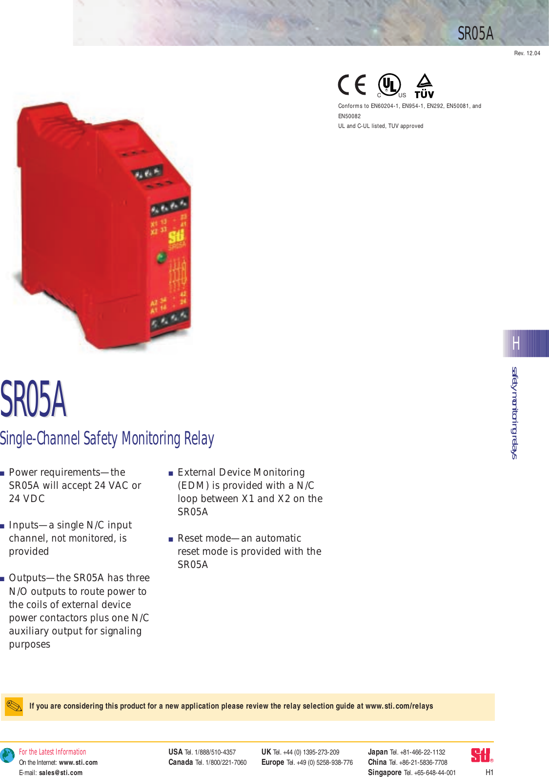 Page 1 of 5 - SR05 Datasheet  SR05A En 201507 J226I-E-01