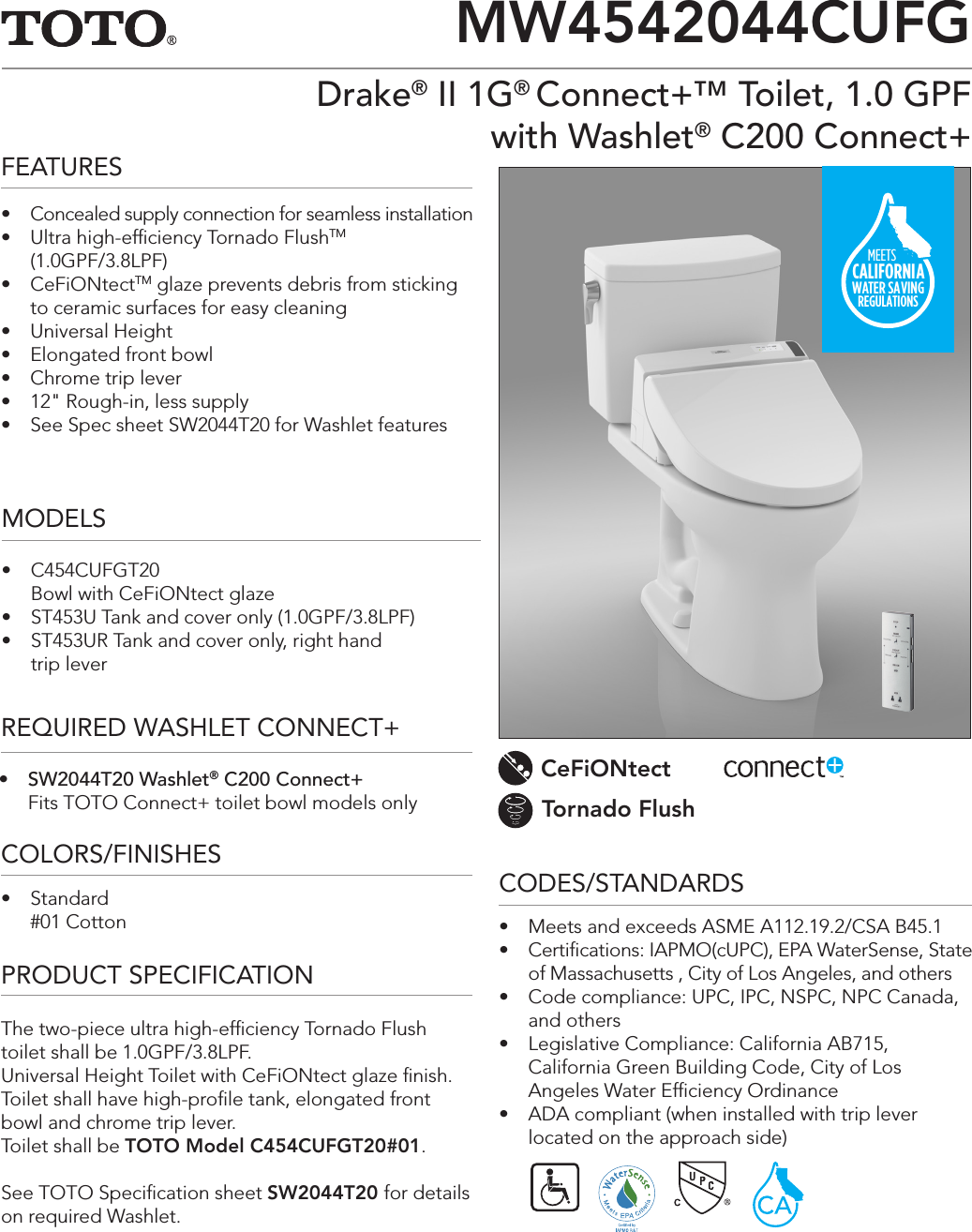 Toto Drake Spec Sheet Bruin Blog