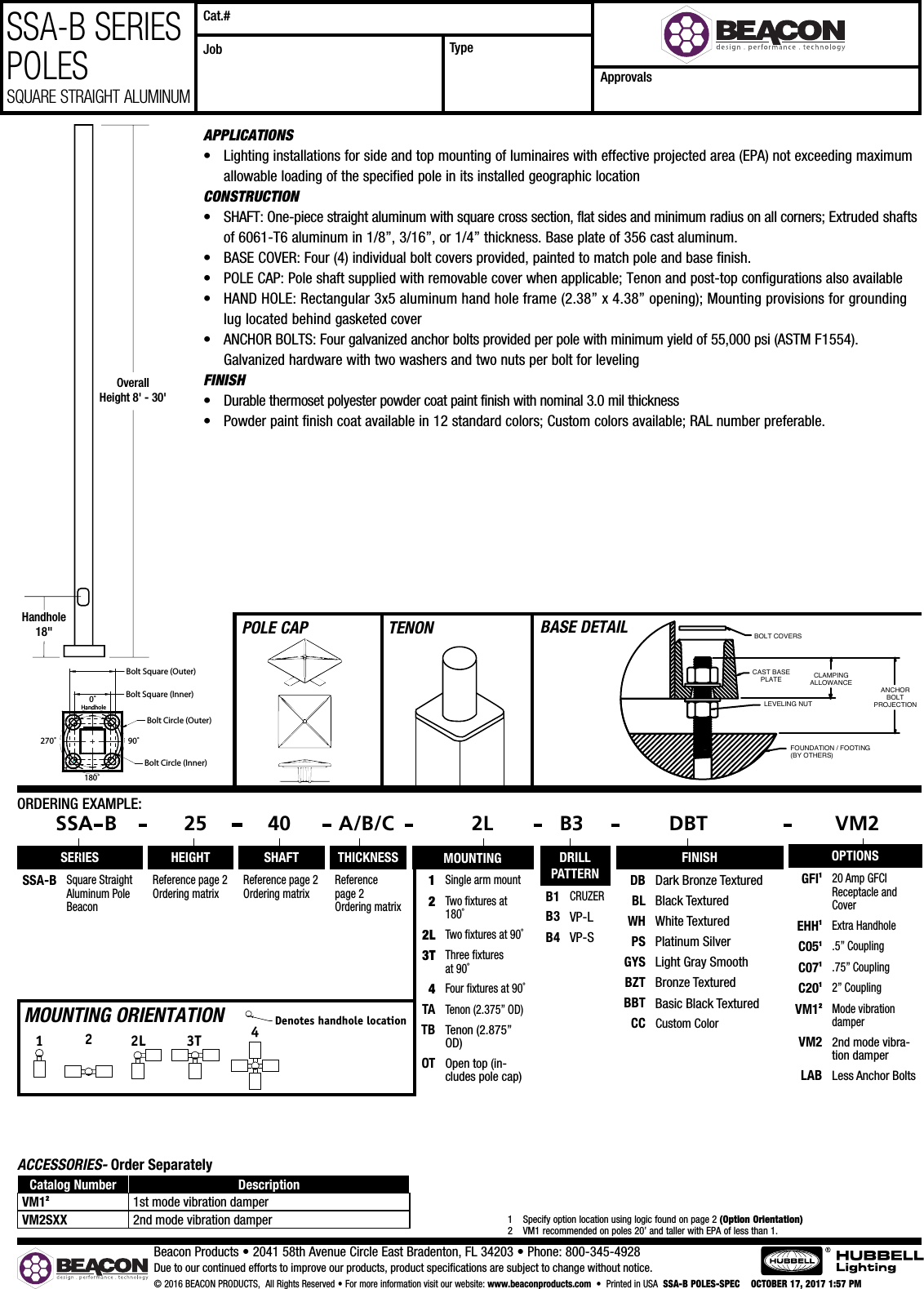 SSA B Spec Sheet