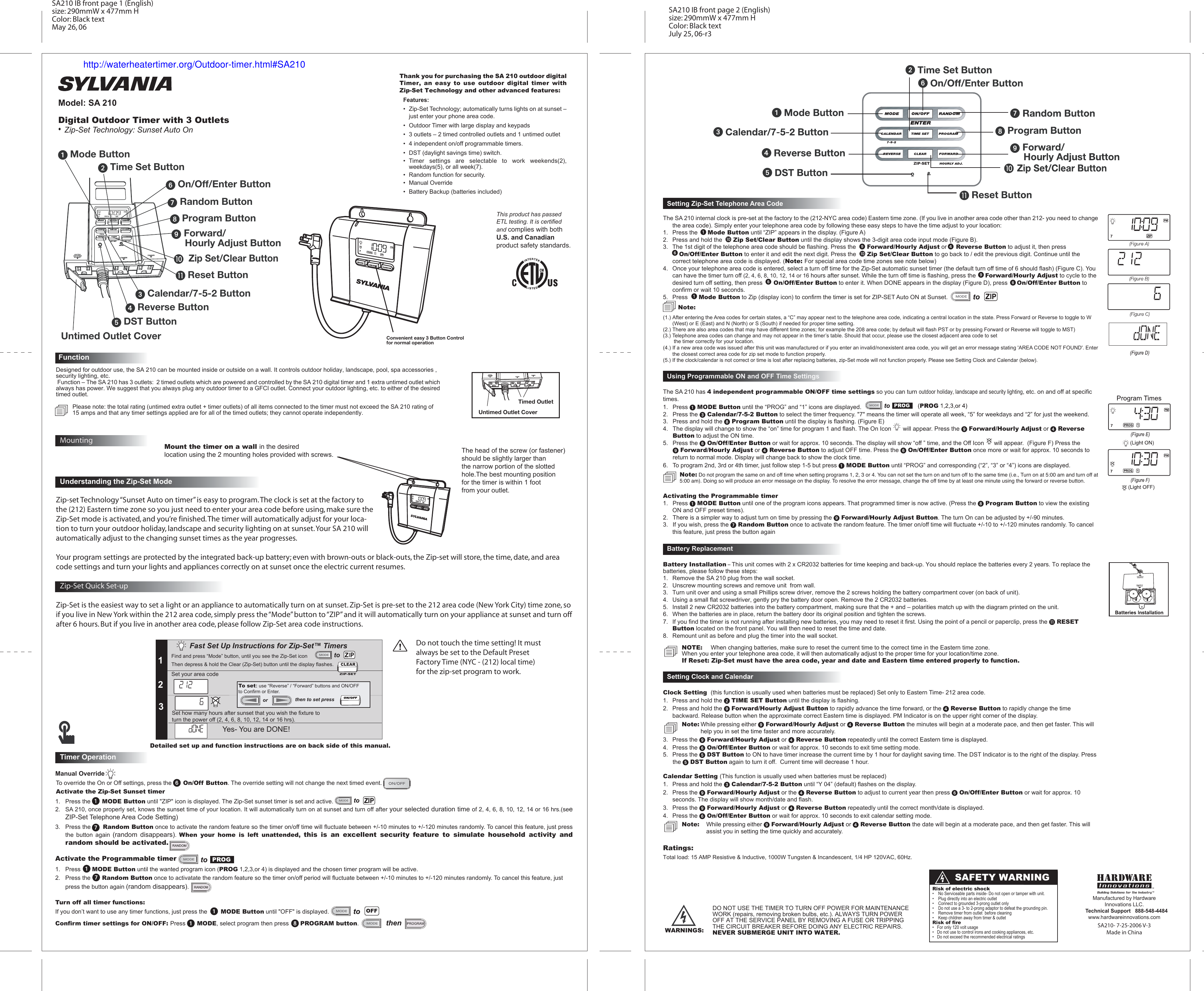 Page 1 of 2 - SA210 IB 517 Sylvania-SA220-Manua.. Sylvania-SA220-Manual