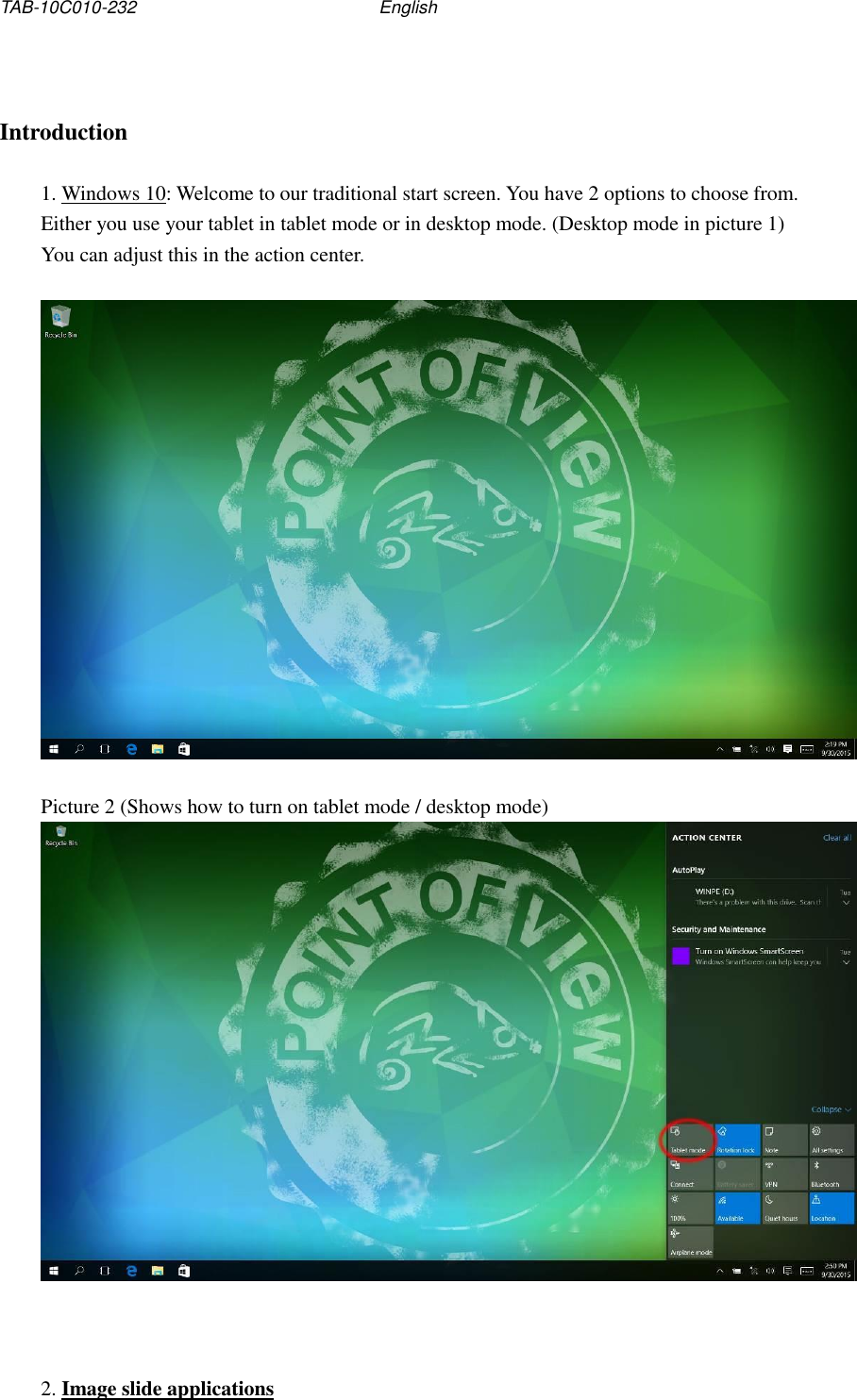 Page 4 of 10 - Intel Tablet PC TAB-10C010-232 - User Manual (EN)