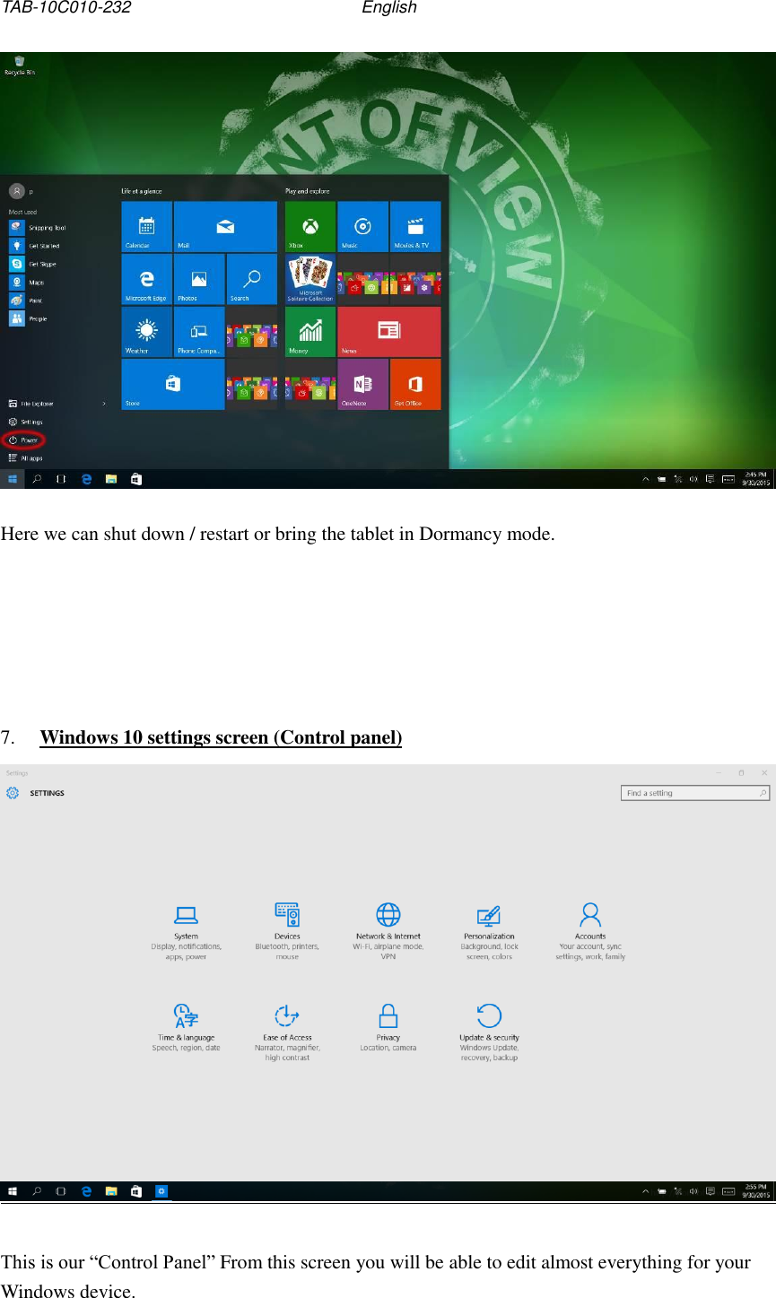 Page 8 of 10 - Intel Tablet PC TAB-10C010-232 - User Manual (EN)