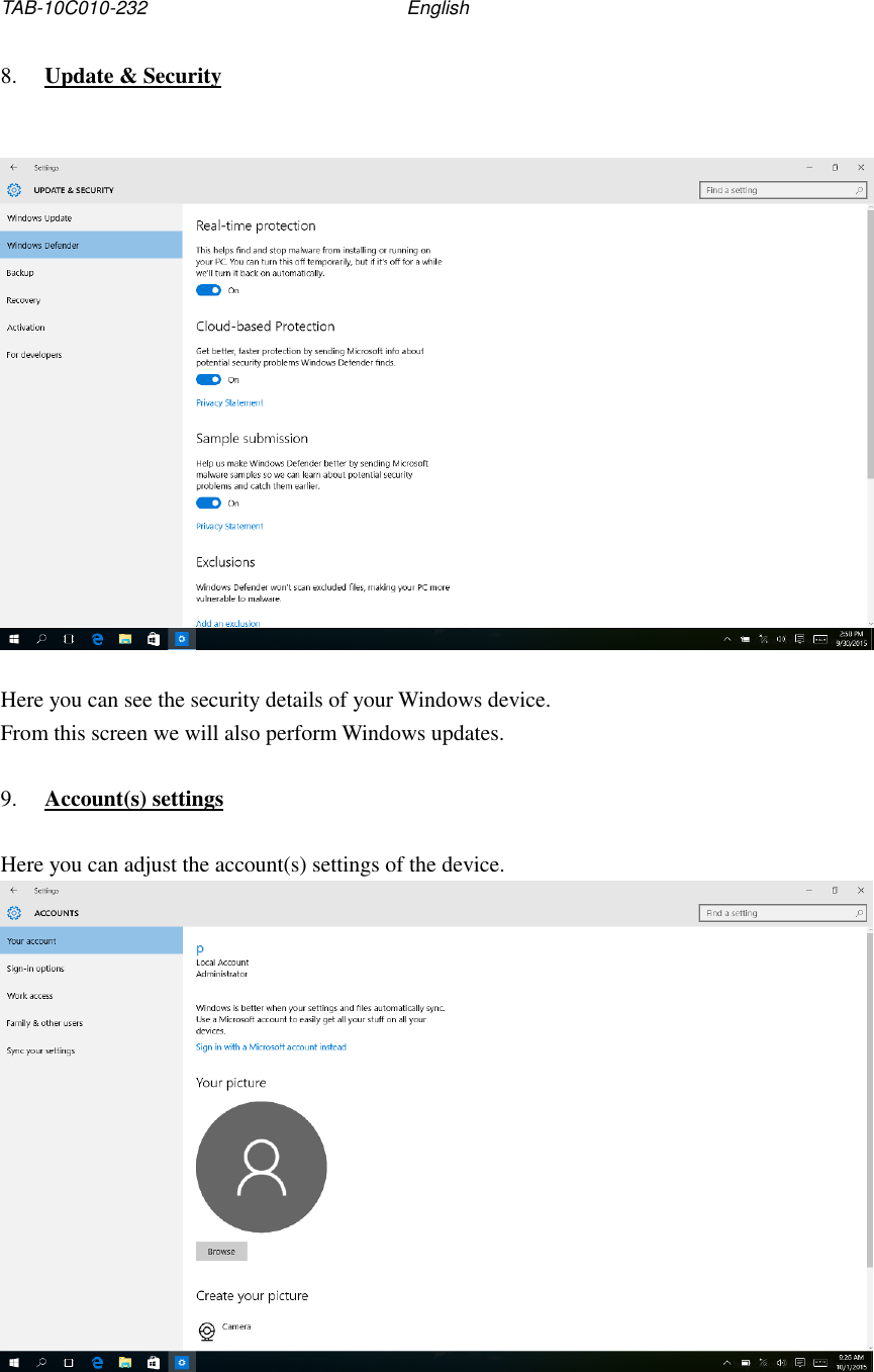 Page 9 of 10 - Intel Tablet PC TAB-10C010-232 - User Manual (EN)