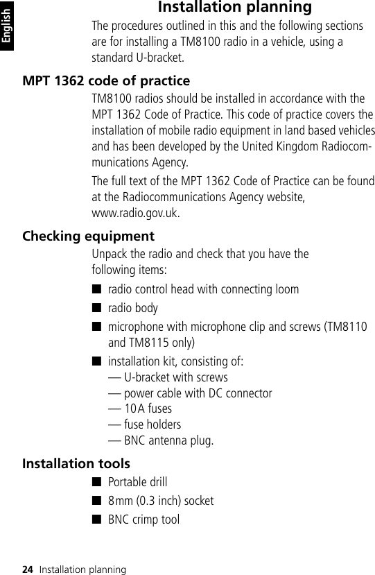 Page 4 of 10 - MM8100-00-03-804 Version 2.00 TM8000/TM8100 Installation Guide/TM8100 Guide TM8100