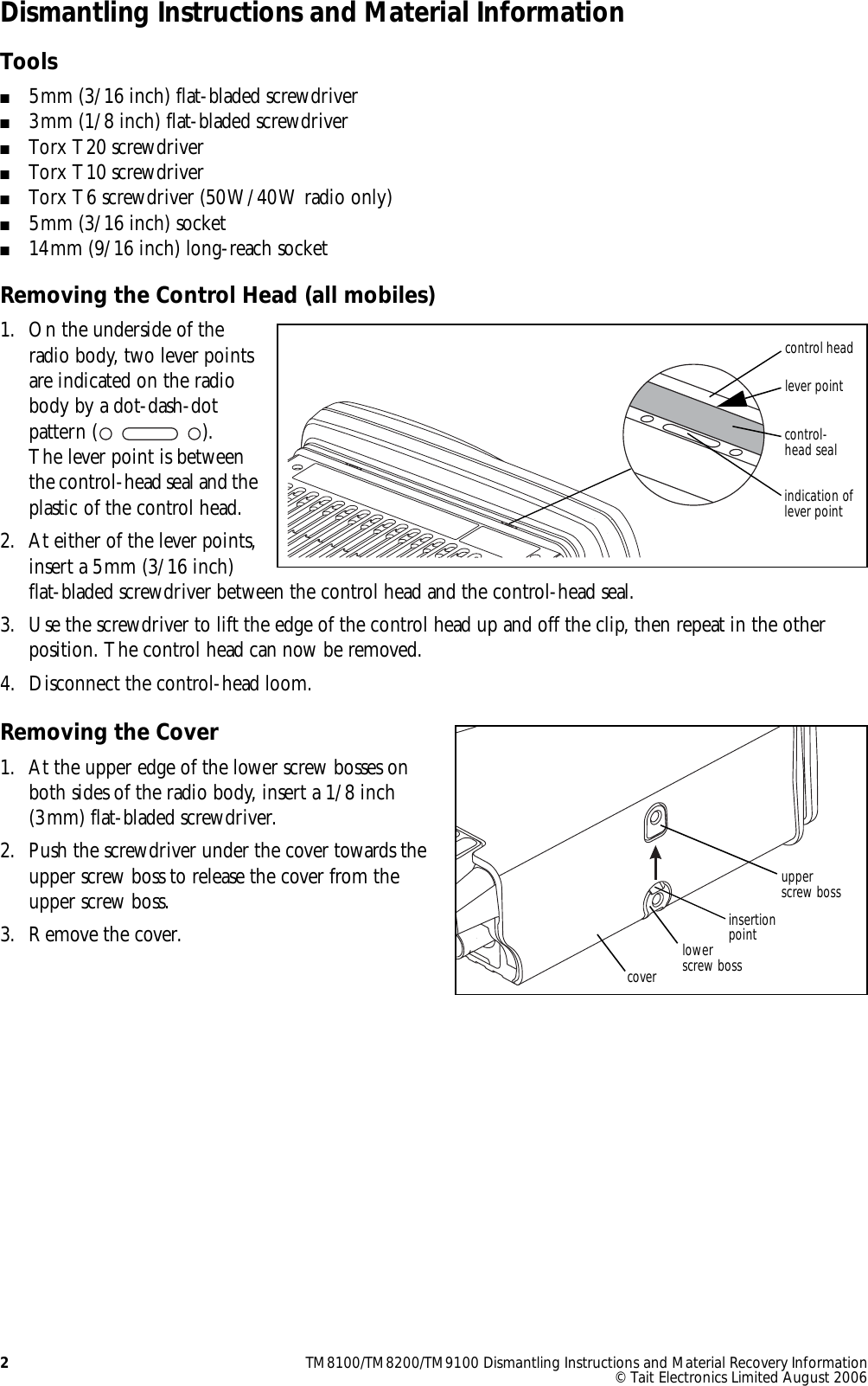 Page 2 of 8 - TM8100/TM8200/TM9100 Dismantling Instructions And Material Recovery Information TM8000/TM Series Informa/TM Inf TM