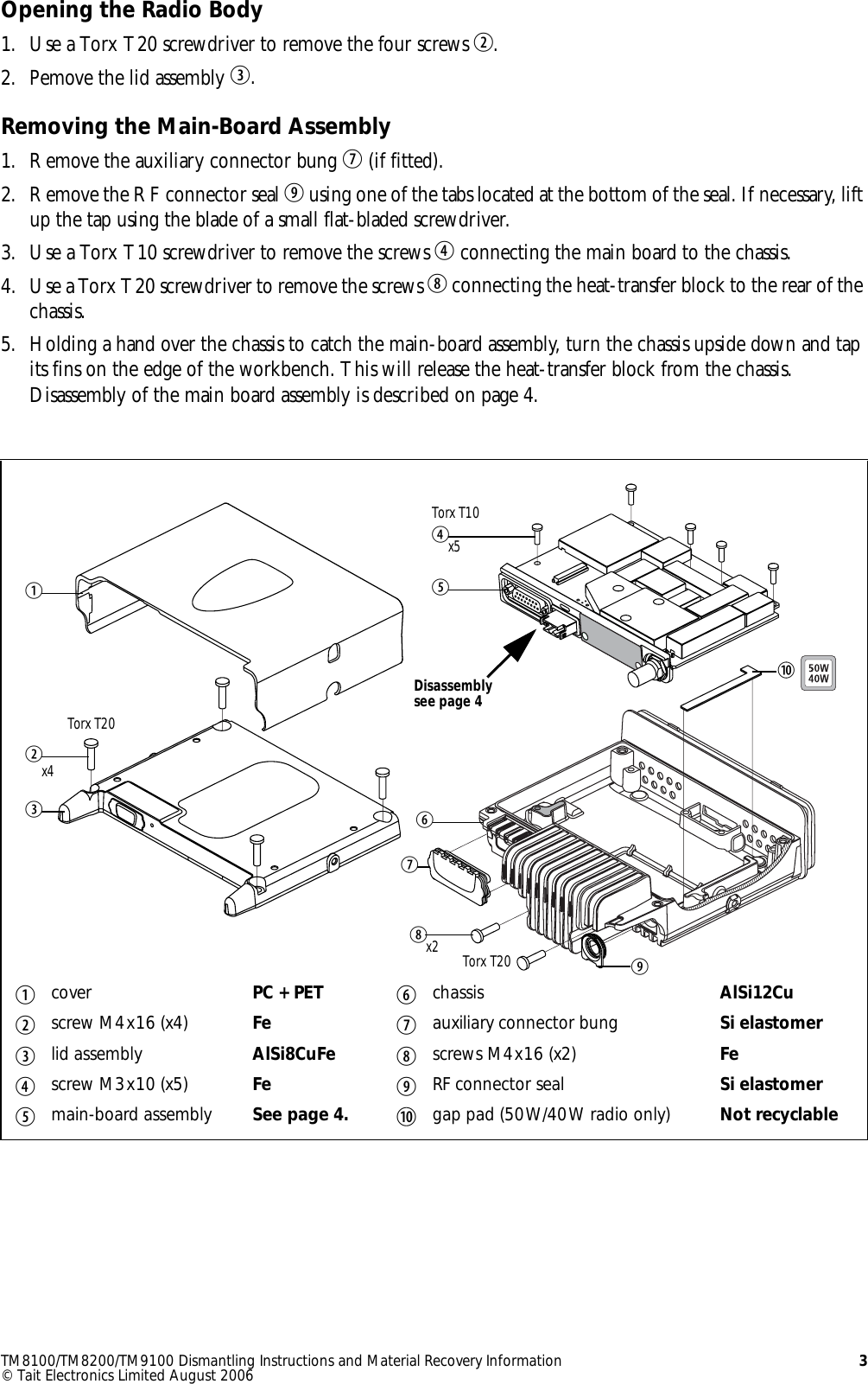 Page 3 of 8 - TM8100/TM8200/TM9100 Dismantling Instructions And Material Recovery Information TM8000/TM Series Informa/TM Inf TM