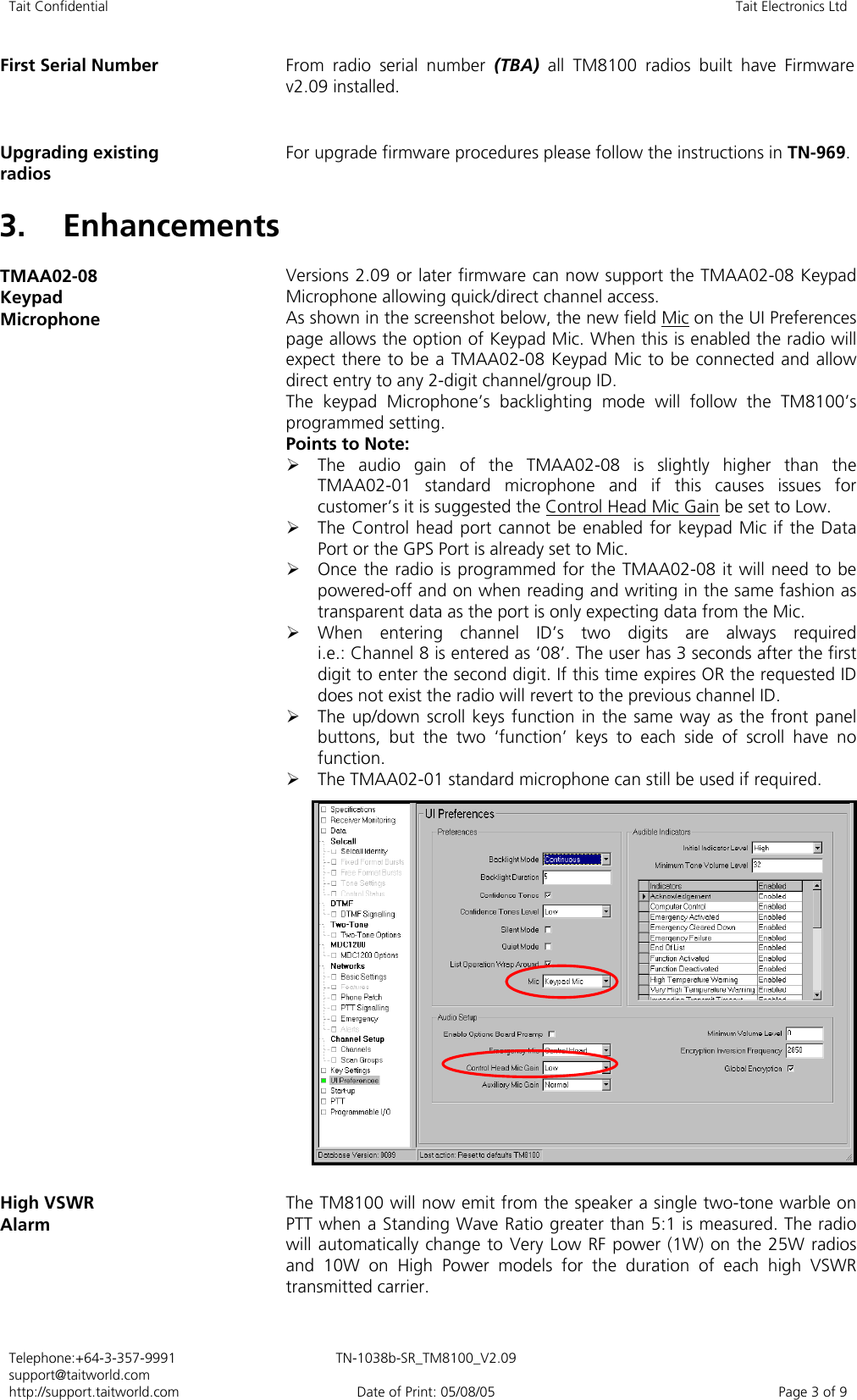 Page 3 of 9 - TECHNOTE/TM8000/TN-1038b_SR_TM8100 Firmware V2.09 And Programming Applicatio TN-1038b SR TM8100