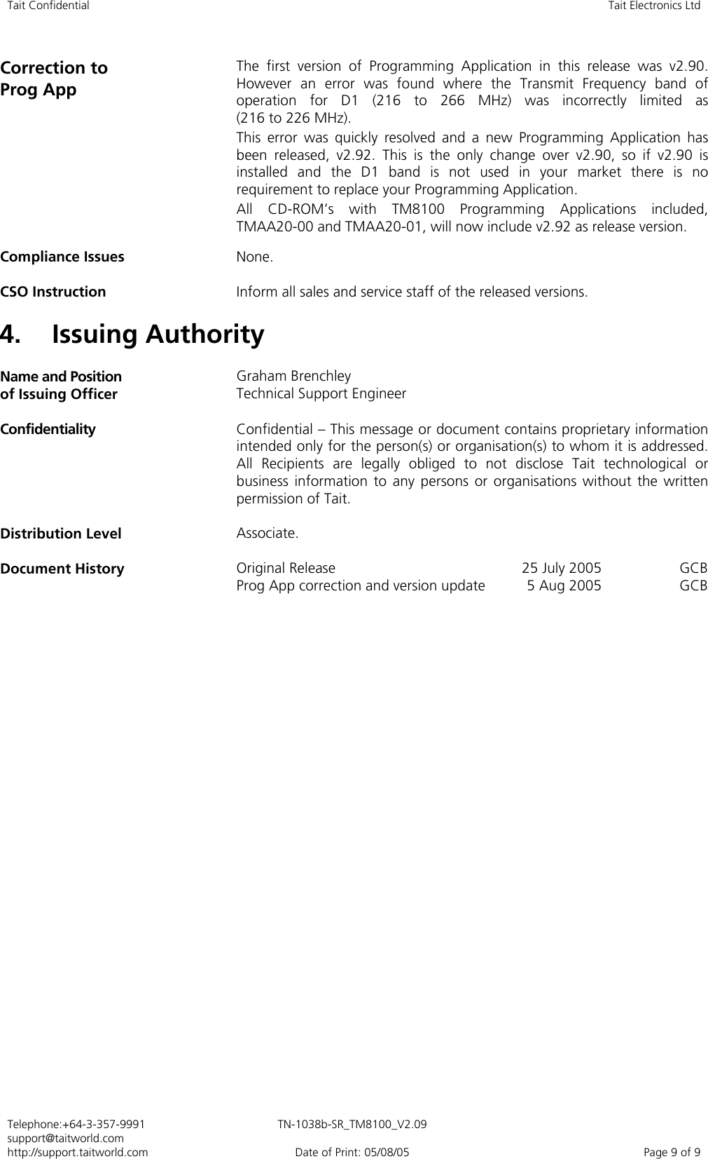 Page 9 of 9 - TECHNOTE/TM8000/TN-1038b_SR_TM8100 Firmware V2.09 And Programming Applicatio TN-1038b SR TM8100