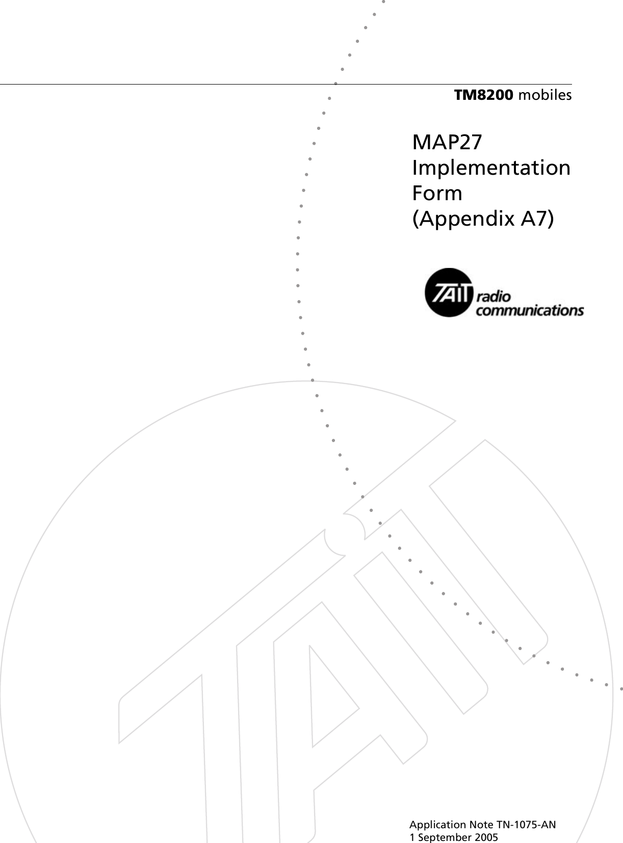 Page 1 of 11 - MAP27 Implementation Form TECHNOTE/TM8000/TN-1075-AN_TM8200 TN-1075-AN TM8200