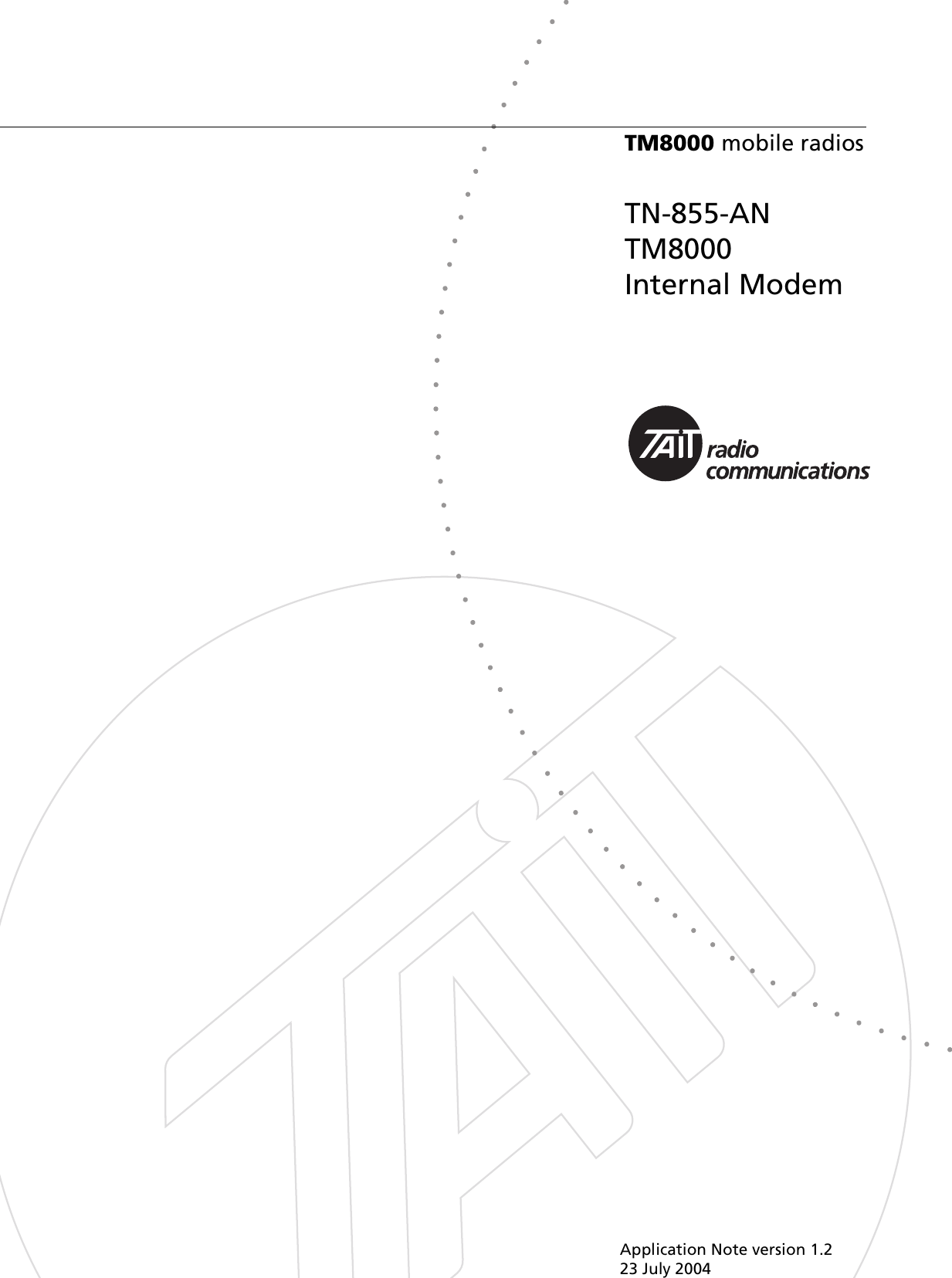 Page 1 of 12 - TM8000 Internal Modem TECHNOTE/TM8000/TN-855a-AN - Application Note Version  TN-855a-AN