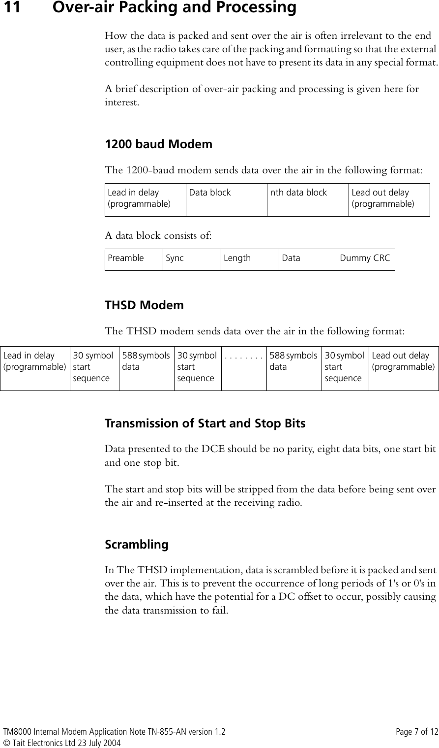 Page 7 of 12 - TM8000 Internal Modem TECHNOTE/TM8000/TN-855a-AN - Application Note Version  TN-855a-AN