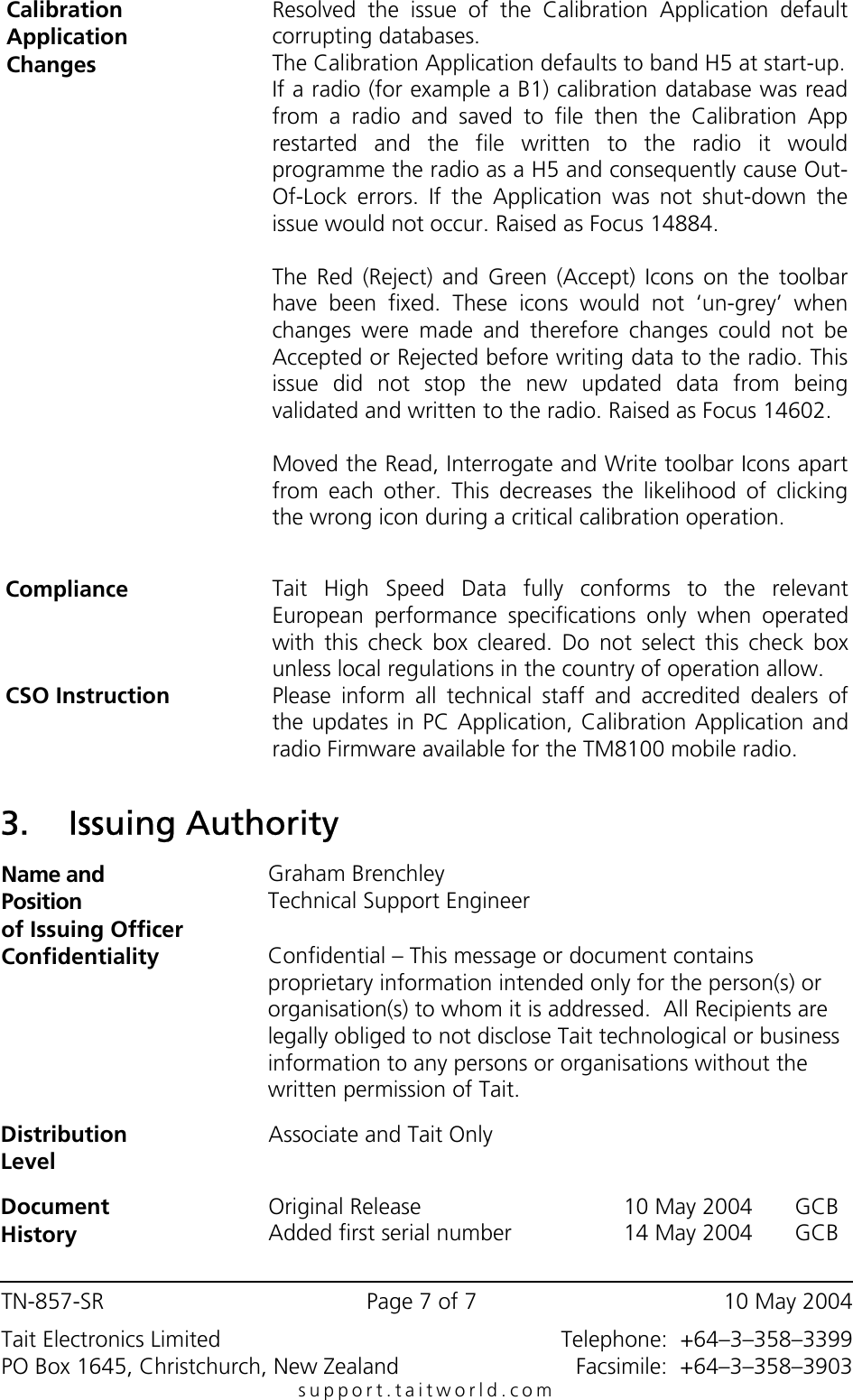 Page 7 of 7 - TECHNOTE/TM8000/TN-857b SR_TM8000 Release 3 And Upgrade Instructions TN-857b SR TM8000