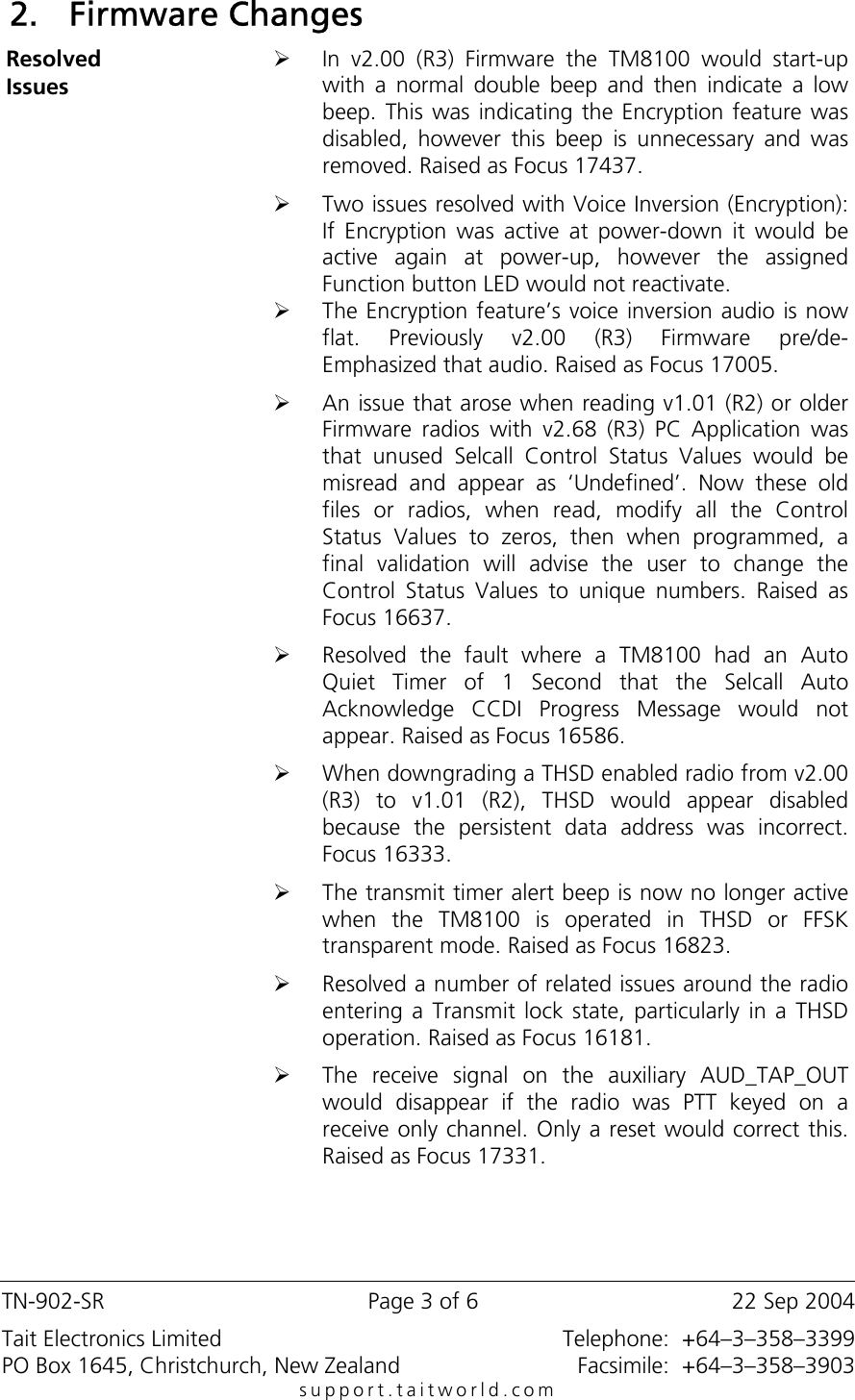 Page 3 of 6 - TN-902-SR TECHNOTE/TN-902-SR - TM8100 Mobile Radio Firmware V2.02 Upgrade Instructions