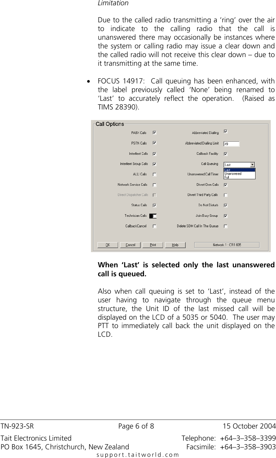 Page 6 of 8 - TN-823-SR_Orca_5000_Firmware_4_27_TOP_TPA_4_X_X TECHNOTE/TN-923-SR - Tait Orca 4030, 5035, 5040 Firmware Upgrade To 4.27 & TOP-TPA 4.0.1 TN-923-SR