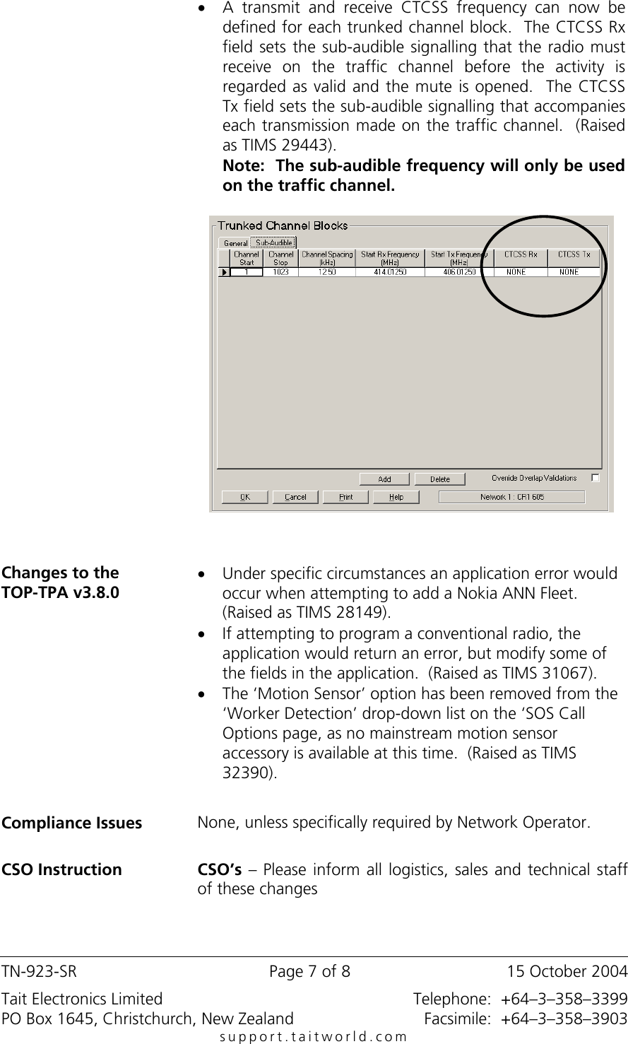Page 7 of 8 - TN-823-SR_Orca_5000_Firmware_4_27_TOP_TPA_4_X_X TECHNOTE/TN-923-SR - Tait Orca 4030, 5035, 5040 Firmware Upgrade To 4.27 & TOP-TPA 4.0.1 TN-923-SR