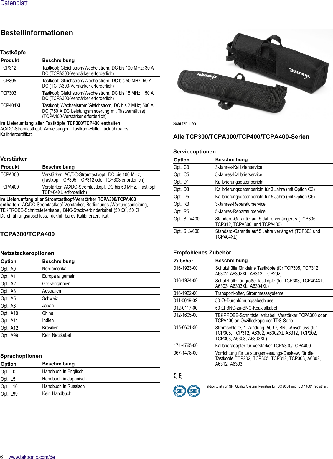 Page 6 of 8 - TCPA300 • TCP312 TCP305 TCP303 TCPA400 TCP404XL AC/DC-Strommesssysteme Datenblatt