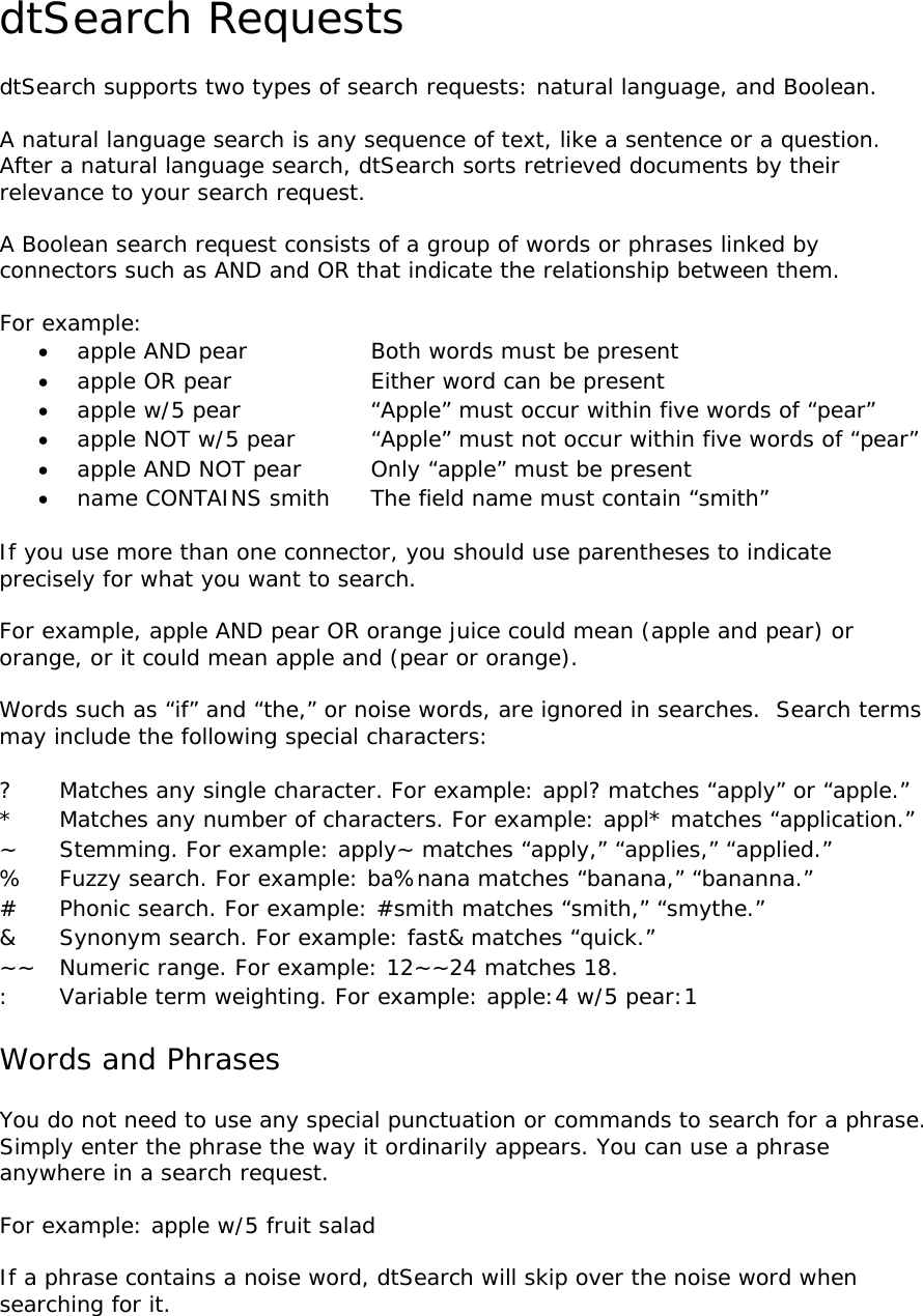 Page 1 of 6 - DtSearch_requests  Techdoc.dt Search Requests.en Us