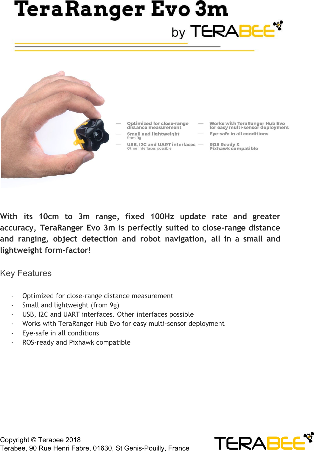 Tera Ranger Evo 3m Specification Sheet