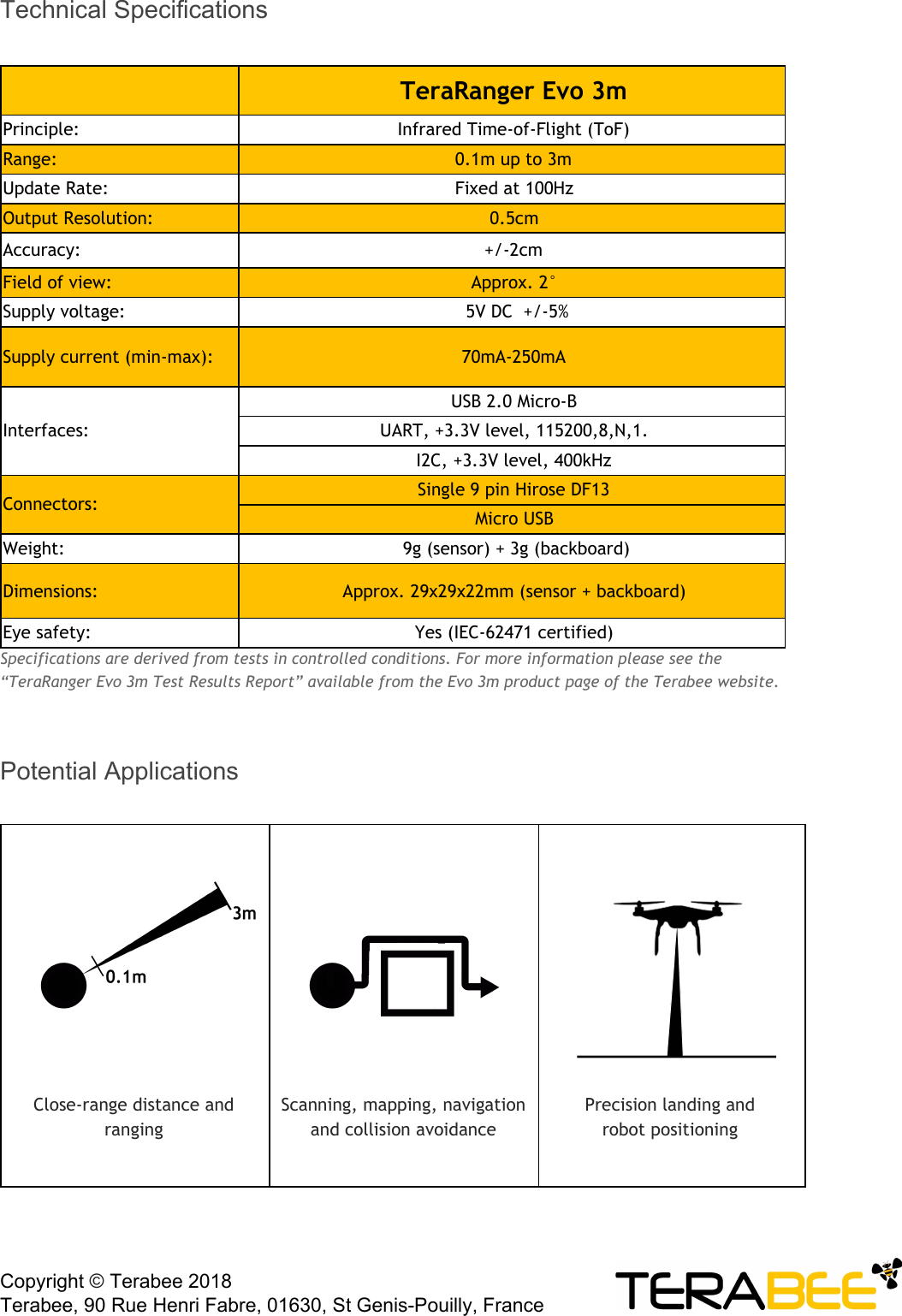 Page 2 of 4 - Tera Ranger-Evo-3m-Specification-sheet