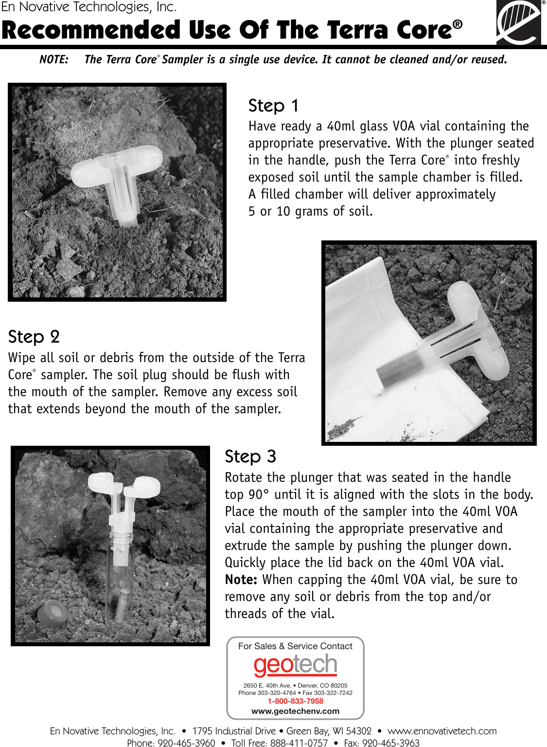 Page 1 of 2 - Recommended Use Of The Terra Core® Core Directions