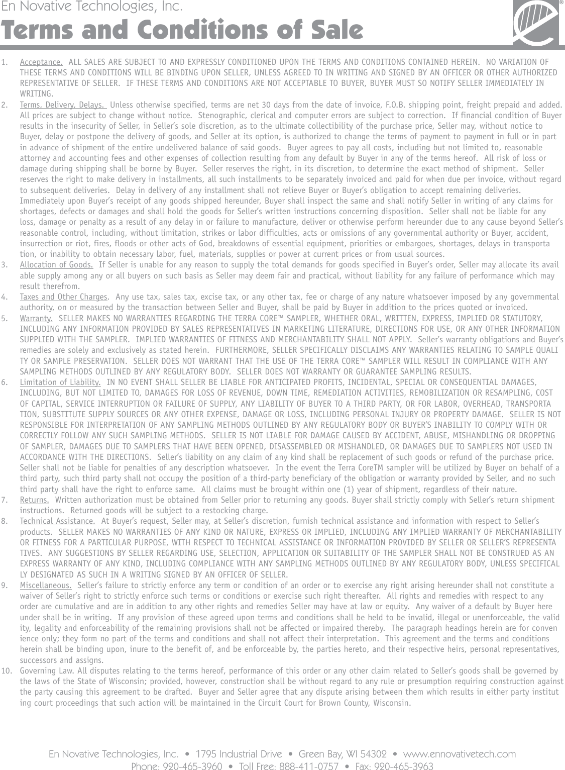 Page 2 of 2 - Recommended Use Of The Terra Core® Core Directions