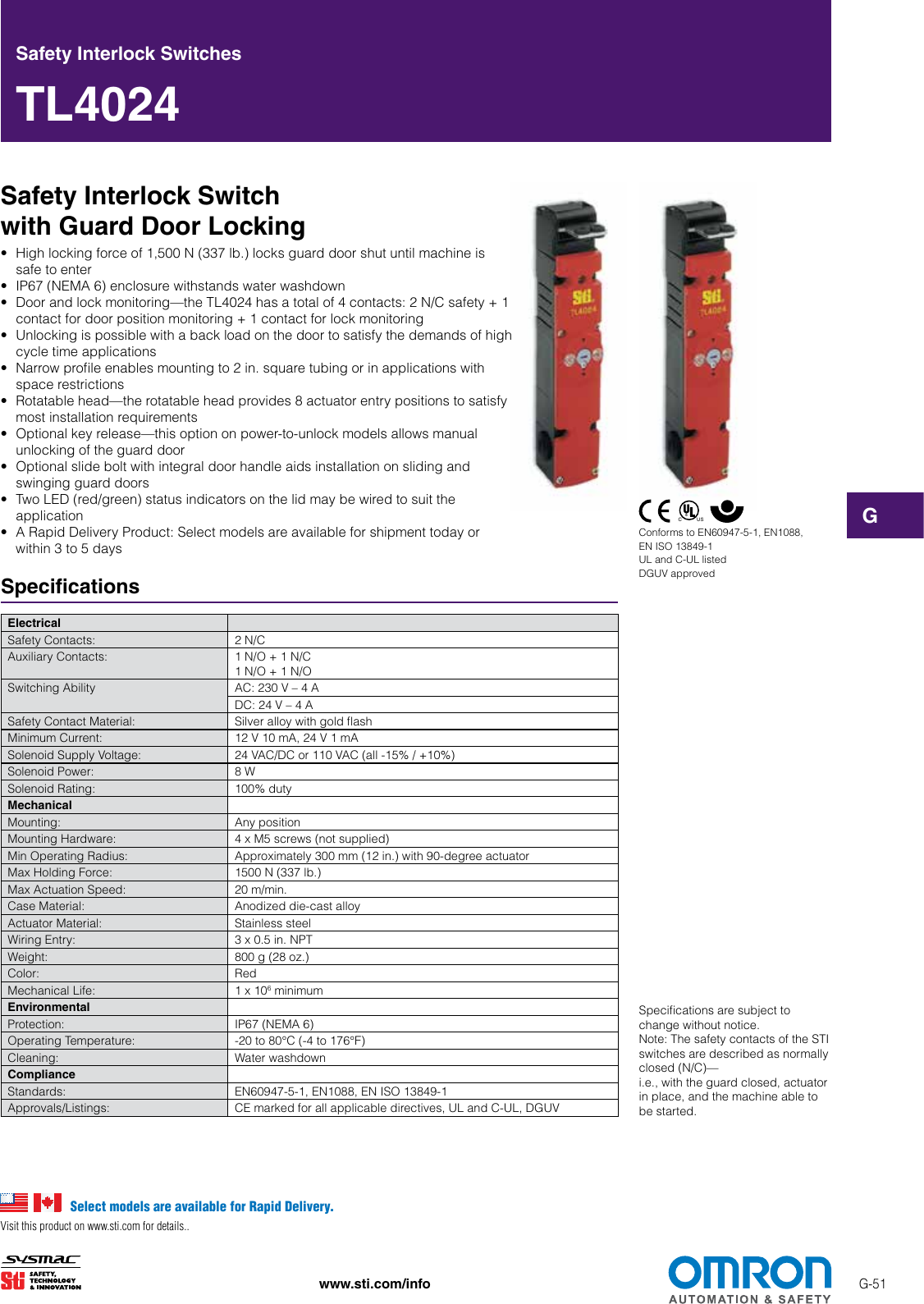 Tl4024 Safety Interlock Switch With Guard Door Locking Datasheet En 1408 C37i E 01