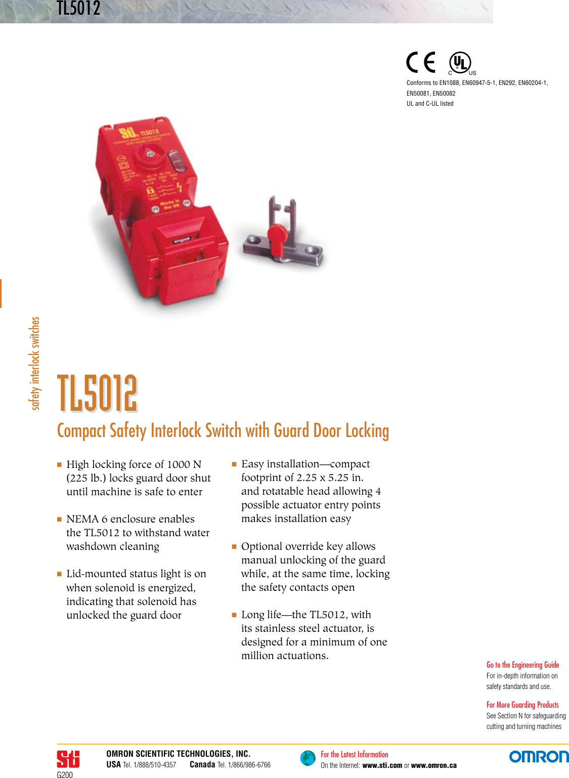 Page 1 of 4 - Omron STI TL5012  TL5012-Safety-Interlock-Switch