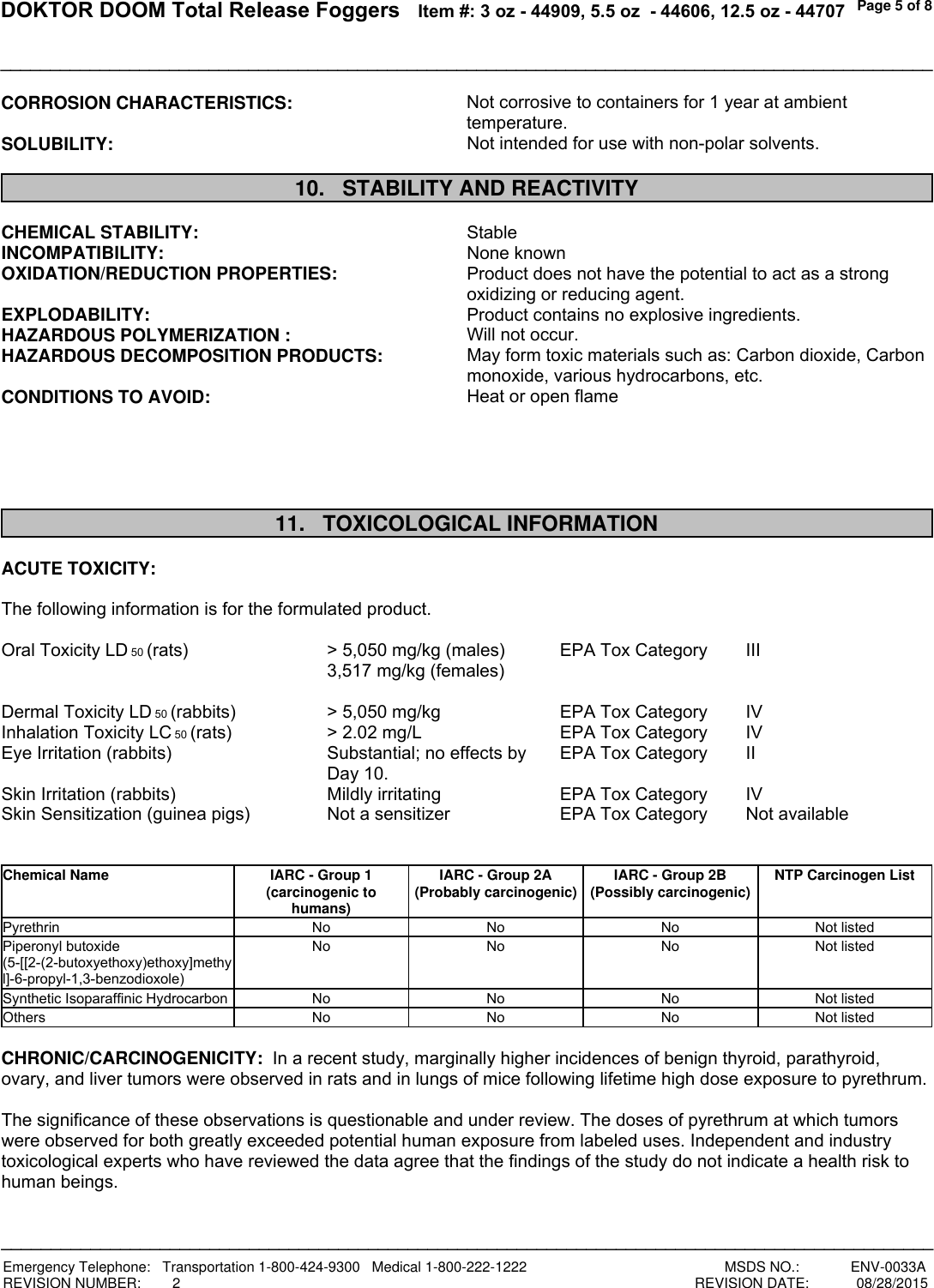 Page 5 of 8 - Total-Release-Fogger SDS