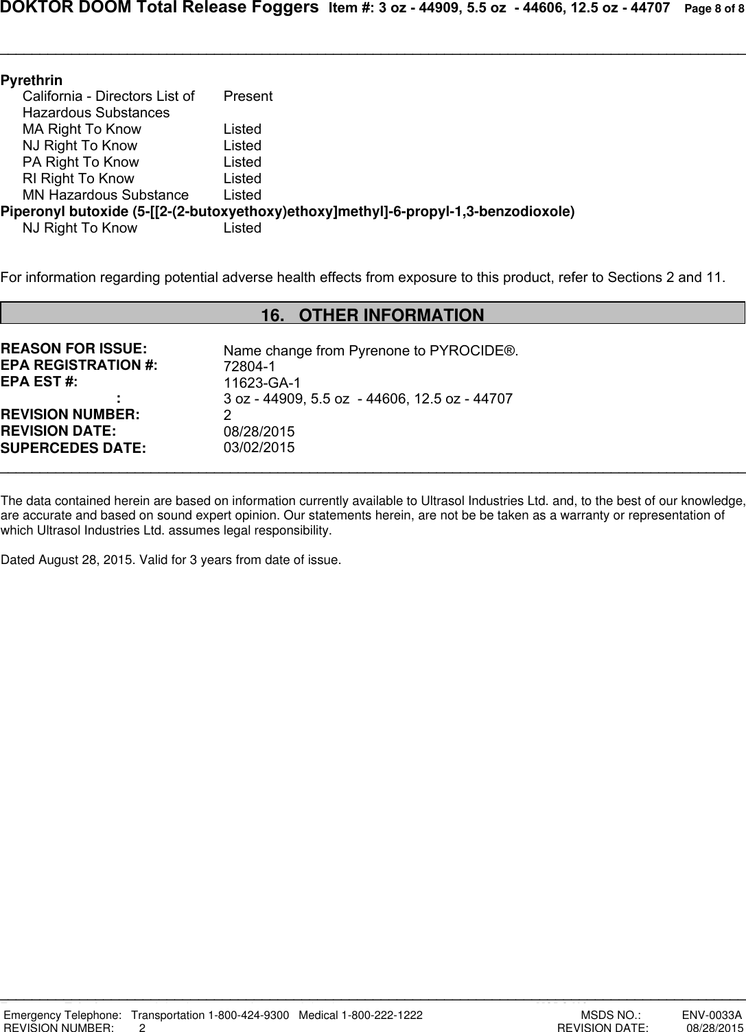 Page 8 of 8 - Total-Release-Fogger SDS